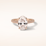 4 CT Oval Shaped Double Hidden Halo & Pave Moissanite Engagement Ring