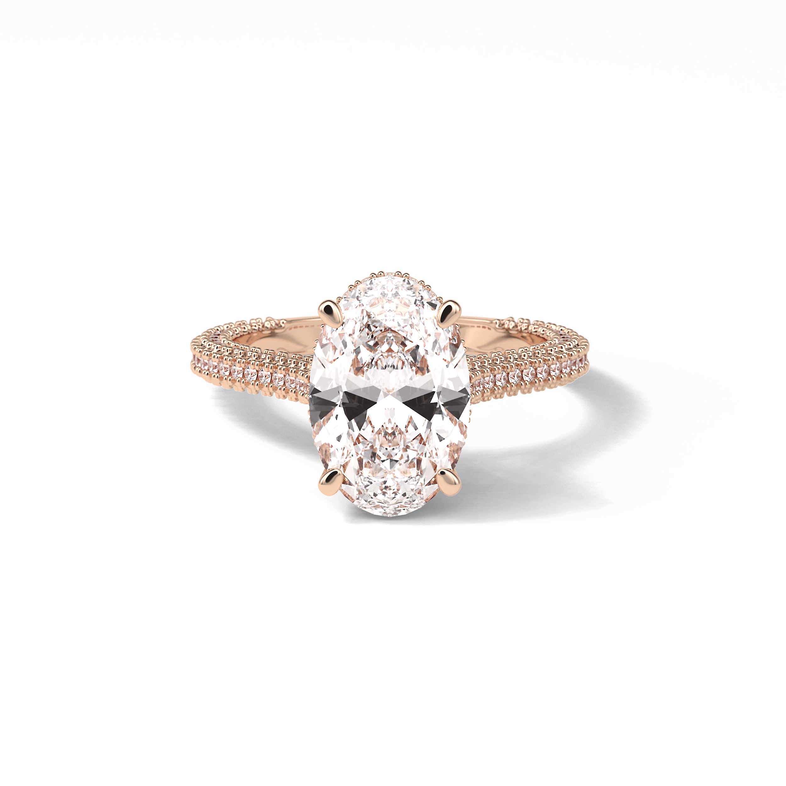 Oval Pave & Hidden Halo Lab Grown Diamond Engagement Ring