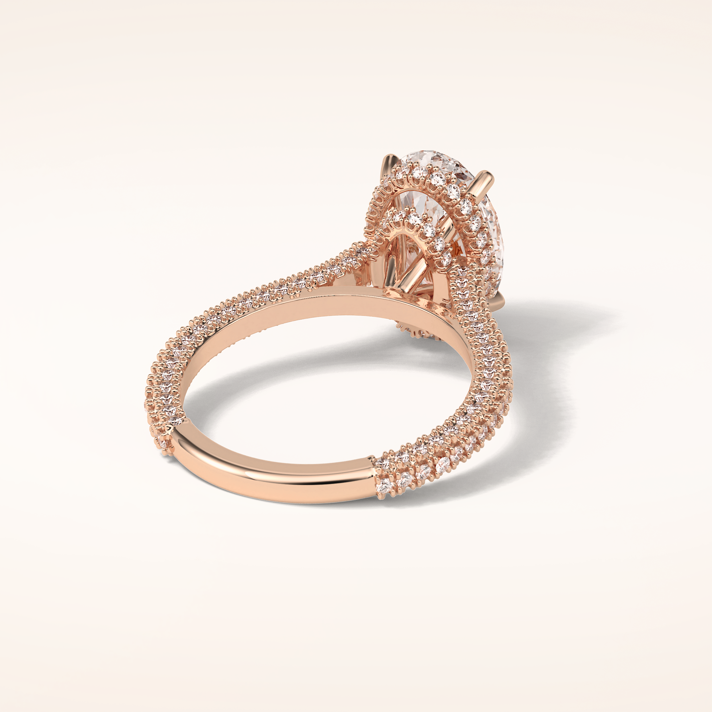 4 CT Oval Shaped Double Hidden Halo & Pave Moissanite Engagement Ring