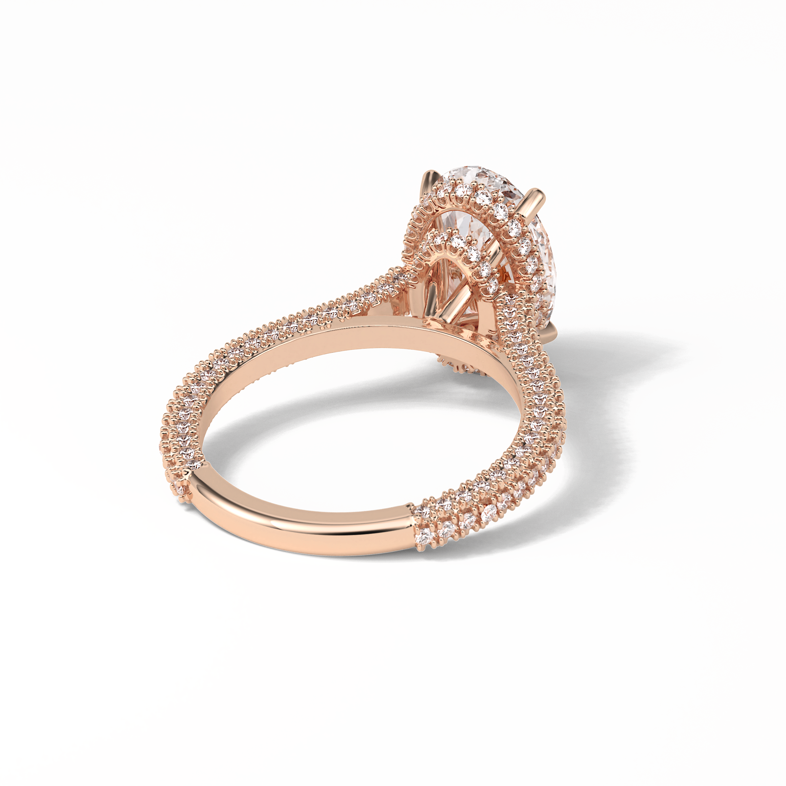 Oval Pave & Hidden Halo Lab Grown Diamond Engagement Ring