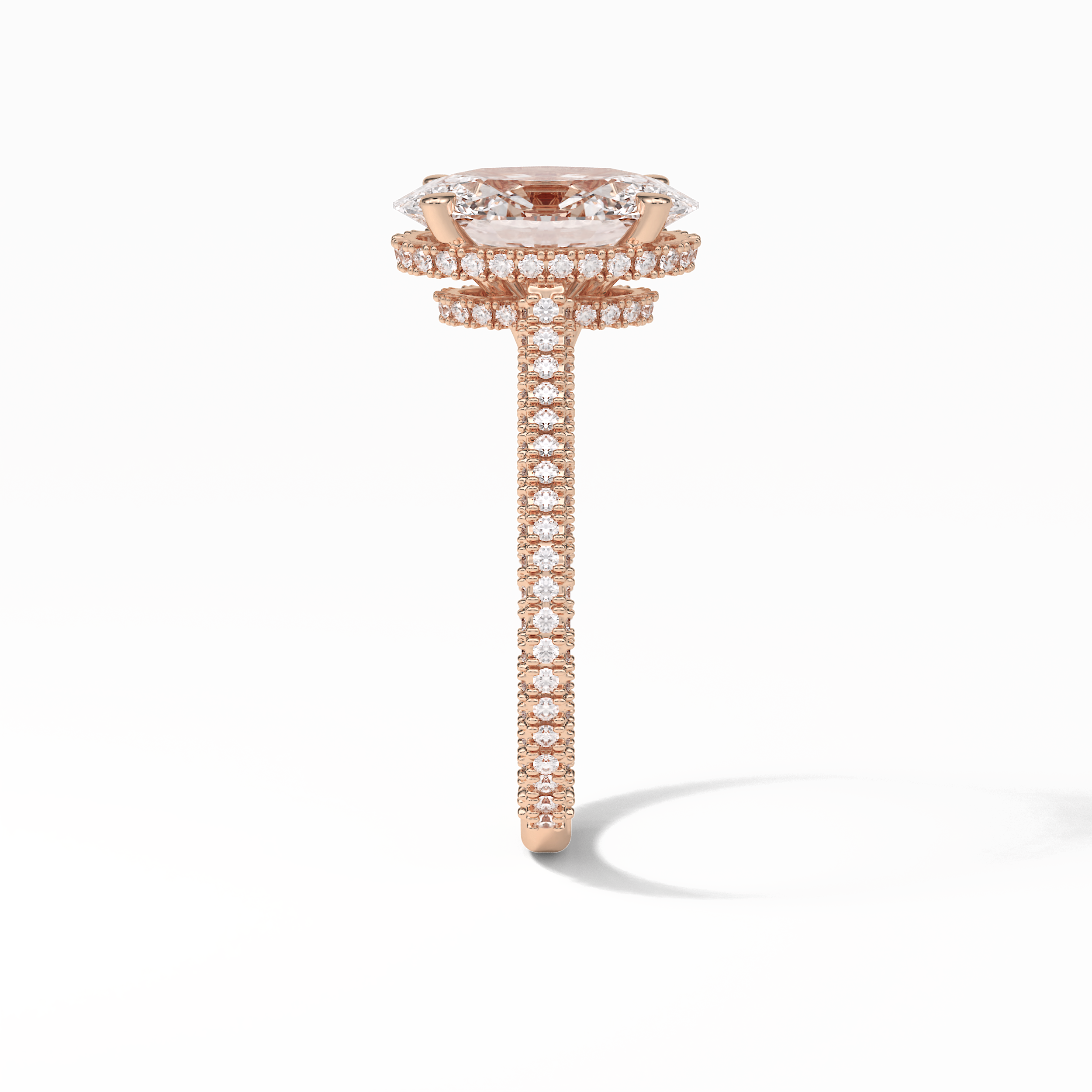 Oval Pave & Hidden Halo Lab Grown Diamond Engagement Ring