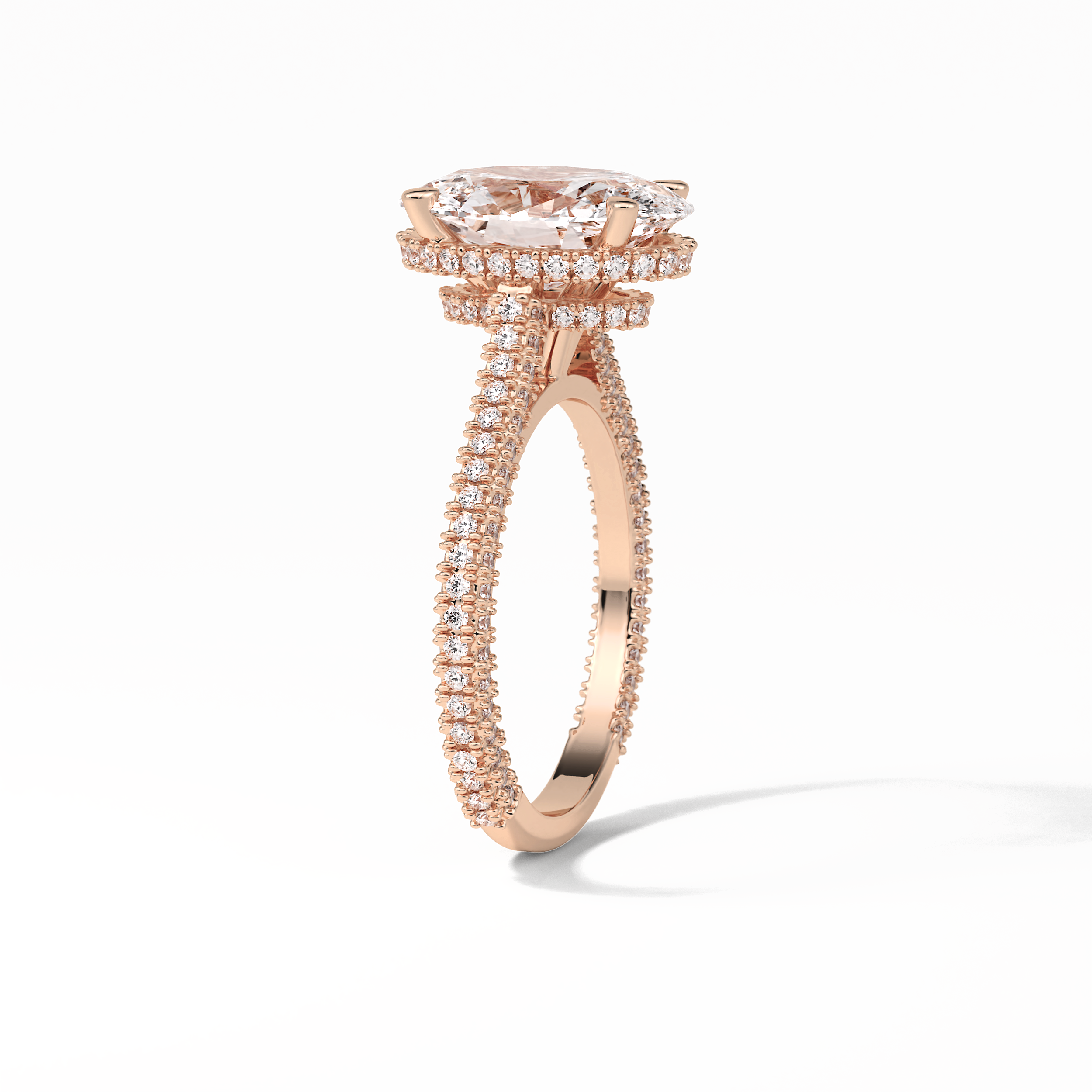 Oval Pave & Hidden Halo Lab Grown Diamond Engagement Ring