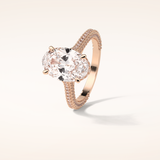 4 CT Oval Shaped Double Hidden Halo & Pave Moissanite Engagement Ring