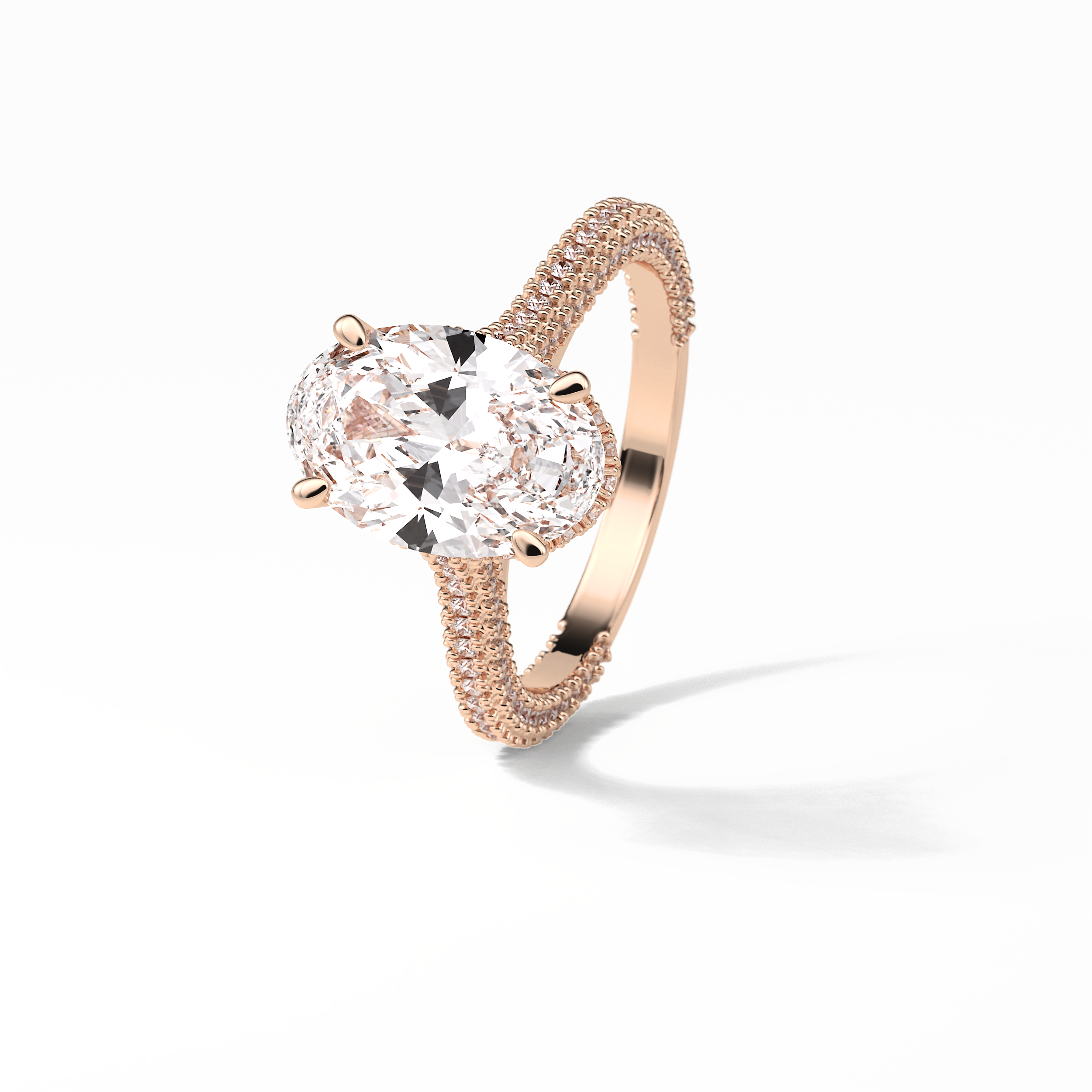 Oval Pave & Hidden Halo Lab Grown Diamond Engagement Ring