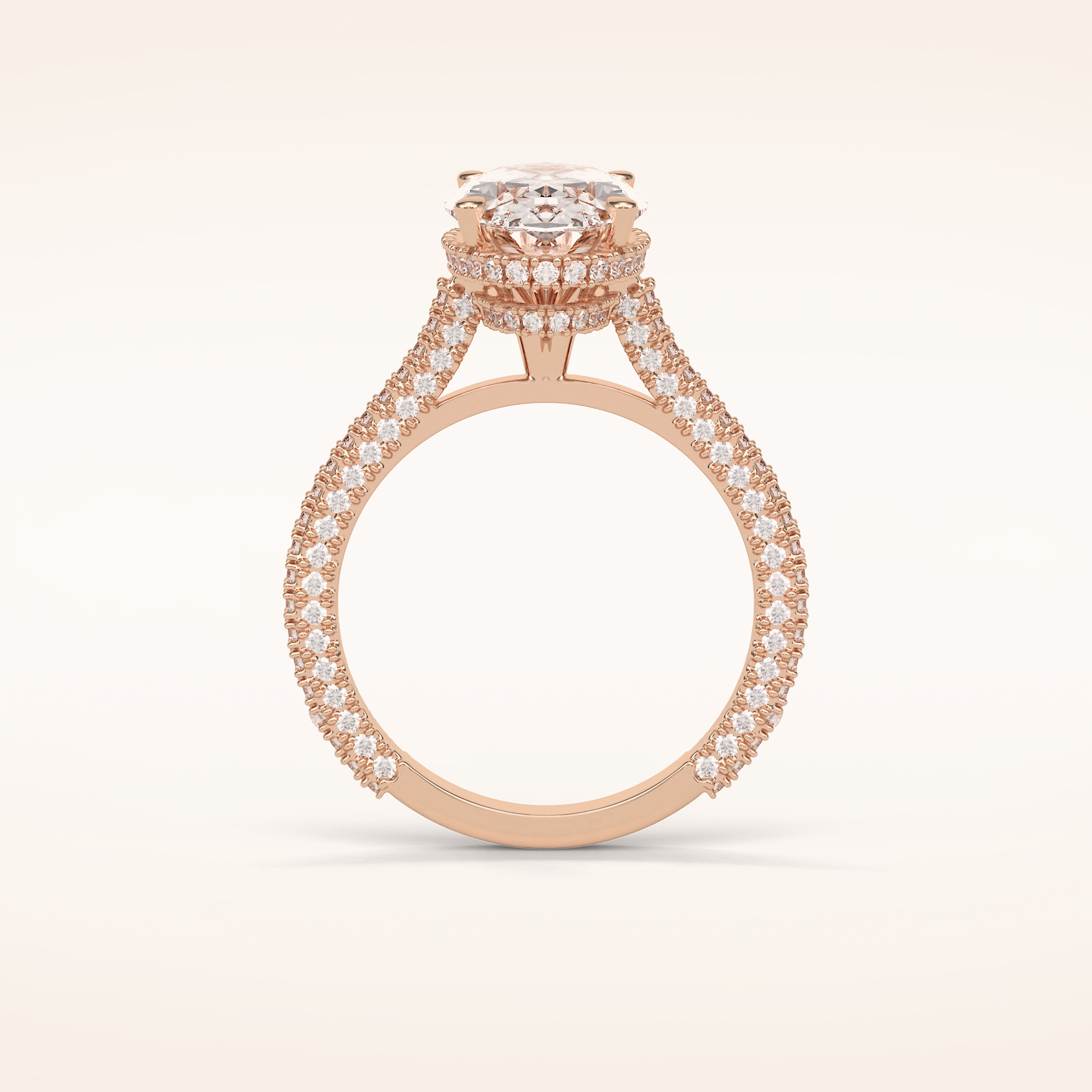 4 CT Oval Shaped Double Hidden Halo & Pave Moissanite Engagement Ring