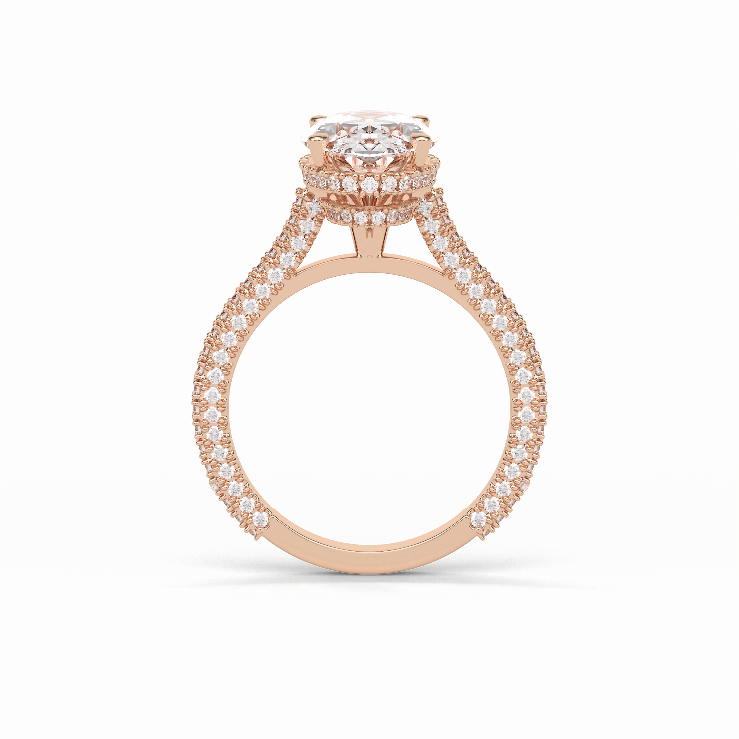 Oval Pave & Hidden Halo Lab Grown Diamond Engagement Ring