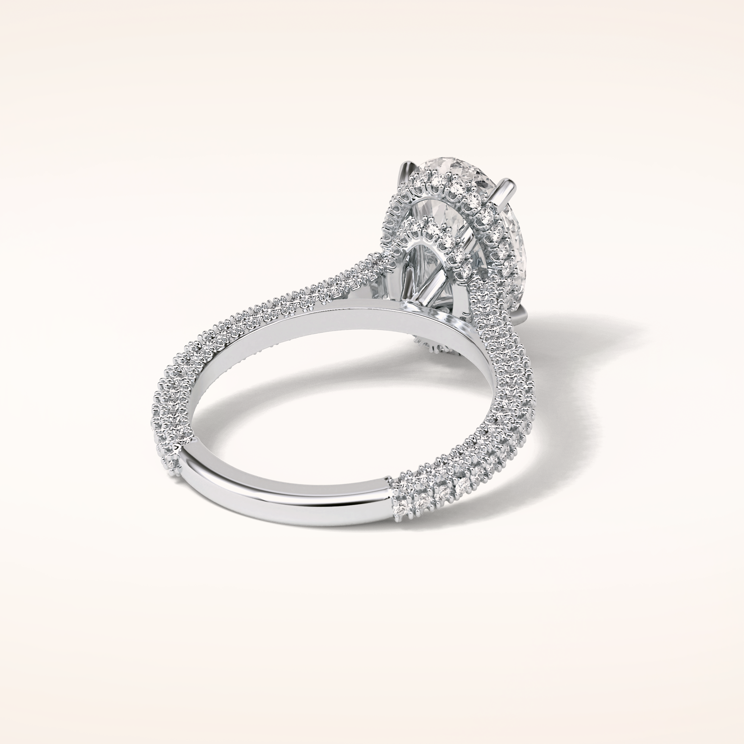 4 CT Oval Shaped Double Hidden Halo & Pave Moissanite Engagement Ring