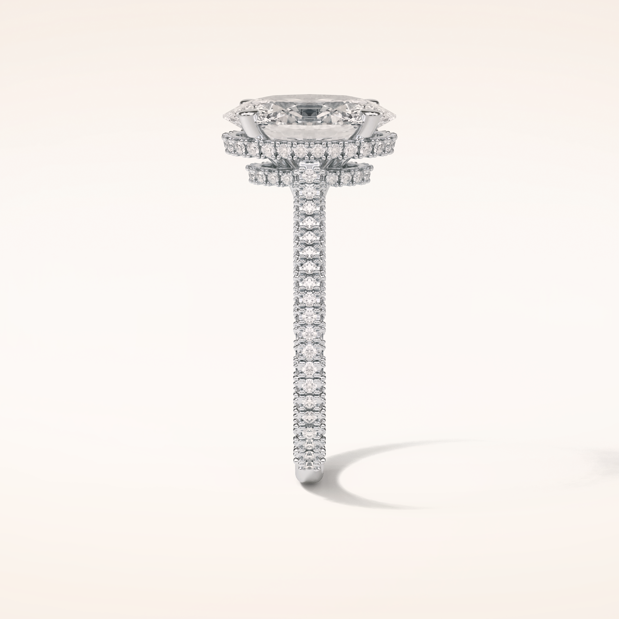 4 CT Oval Shaped Double Hidden Halo & Pave Moissanite Engagement Ring