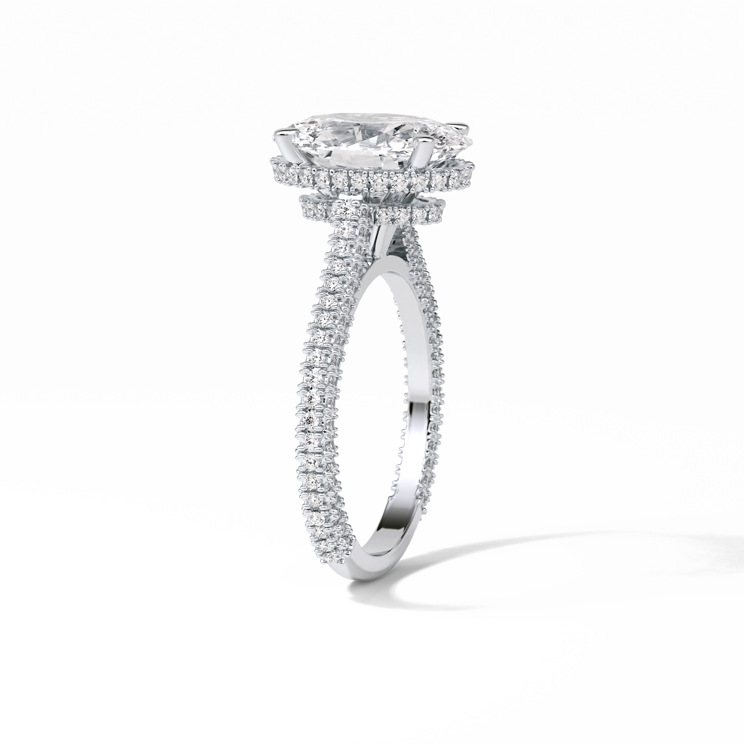 Oval Pave & Hidden Halo Lab Grown Diamond Engagement Ring