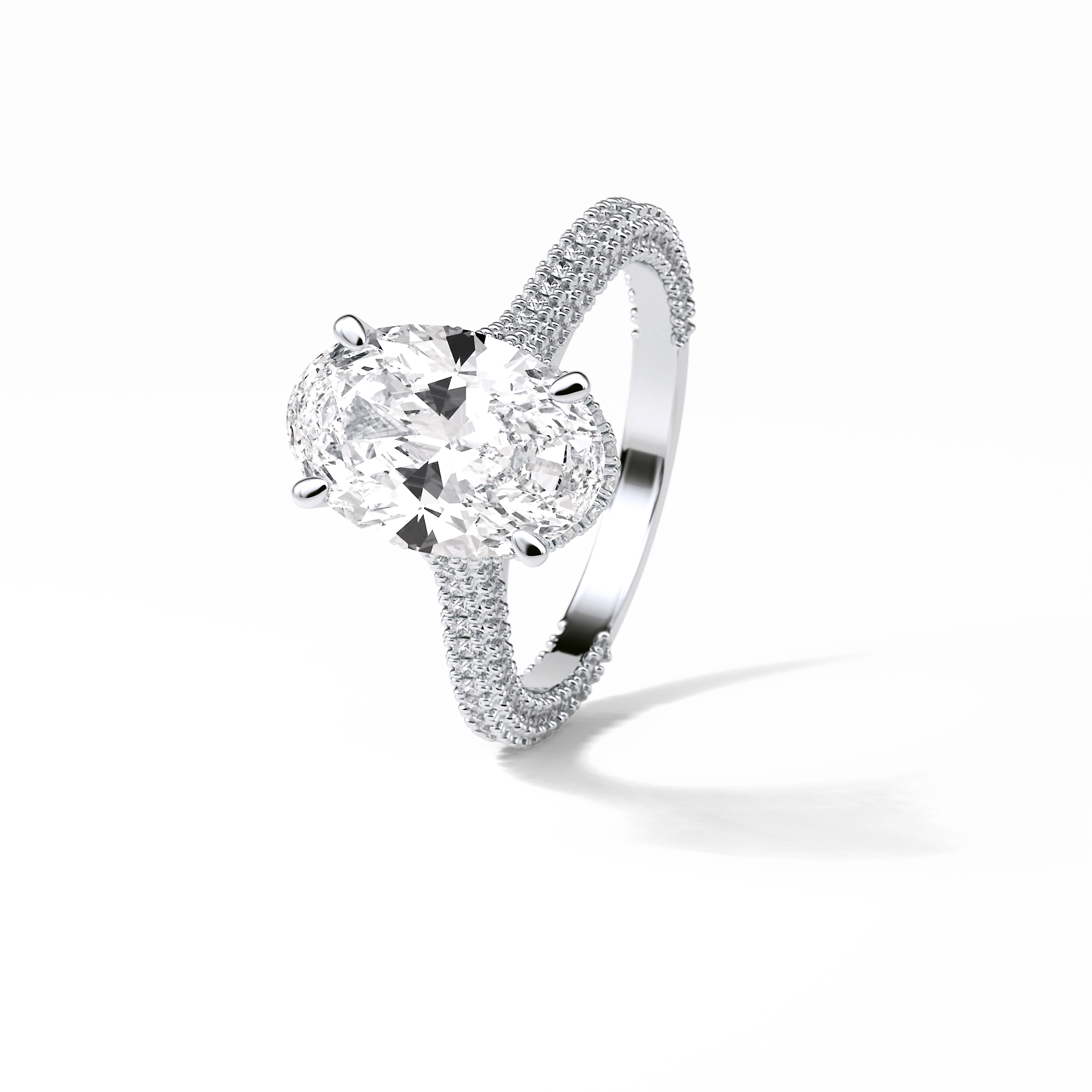 Oval Pave & Hidden Halo Lab Grown Diamond Engagement Ring