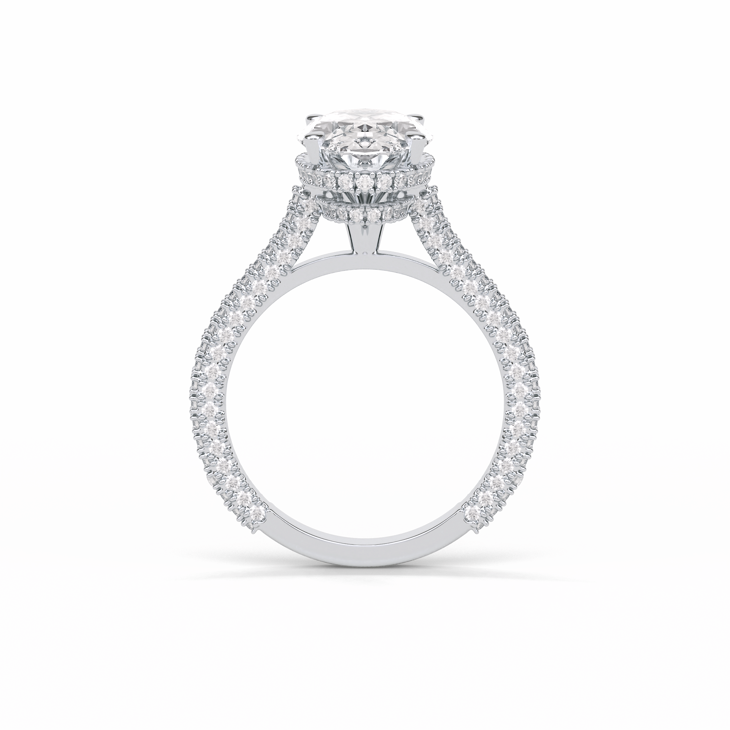 Oval Pave & Hidden Halo Lab Grown Diamond Engagement Ring