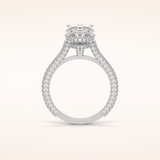 4 CT Oval Shaped Double Hidden Halo & Pave Moissanite Engagement Ring