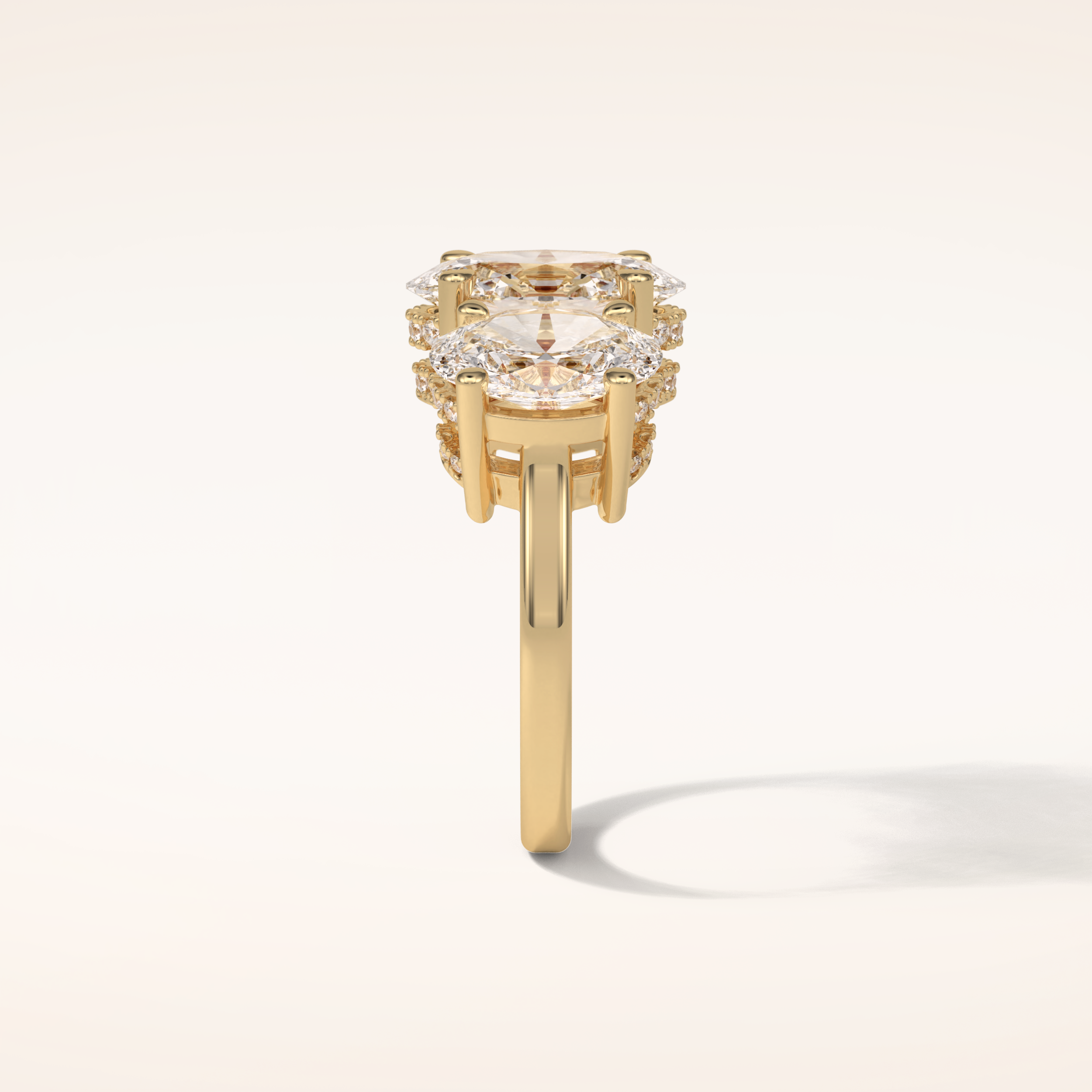 2.35 CT Oval Shaped Cluster Moissanite Engagement Ring