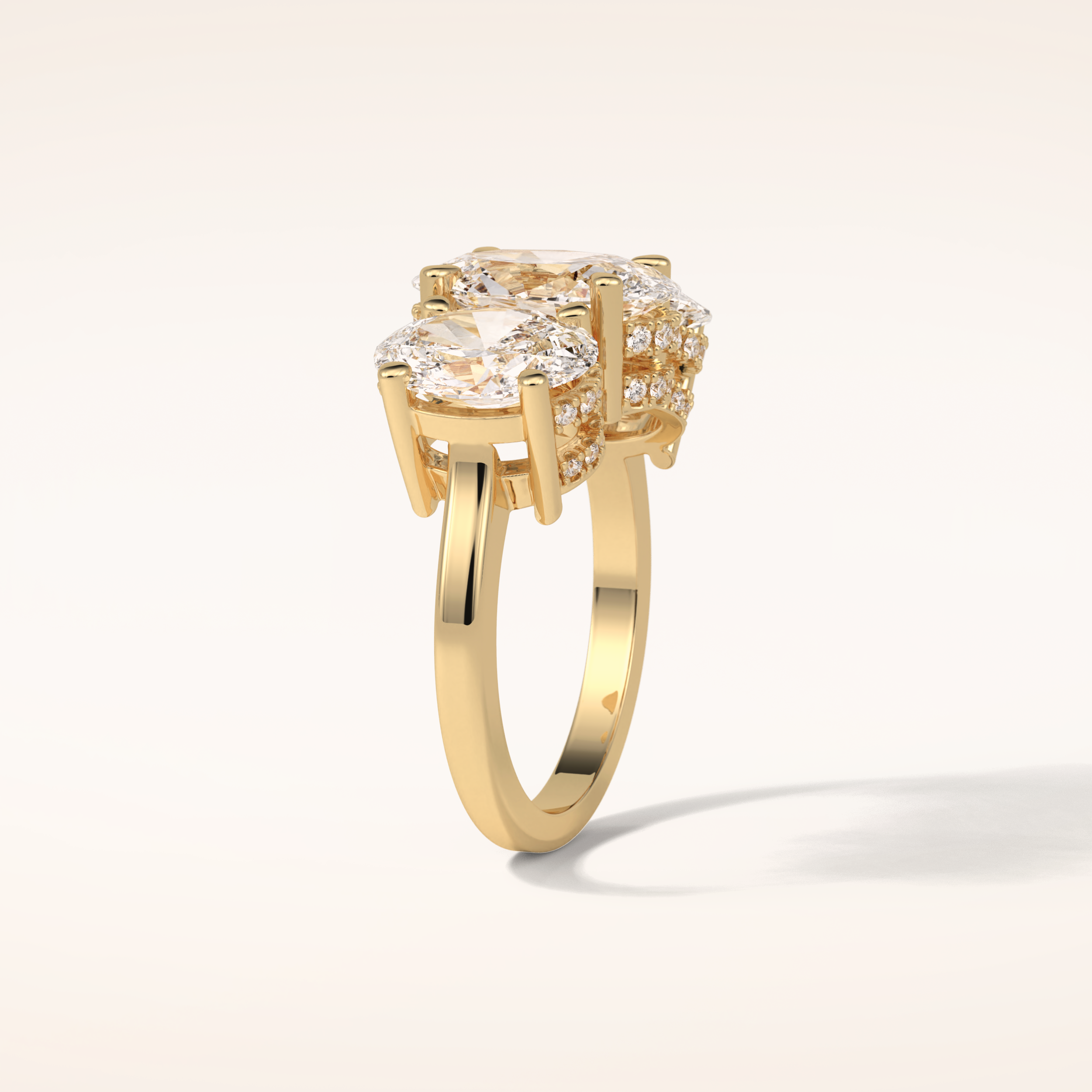 2.35 CT Oval Shaped Cluster Moissanite Engagement Ring