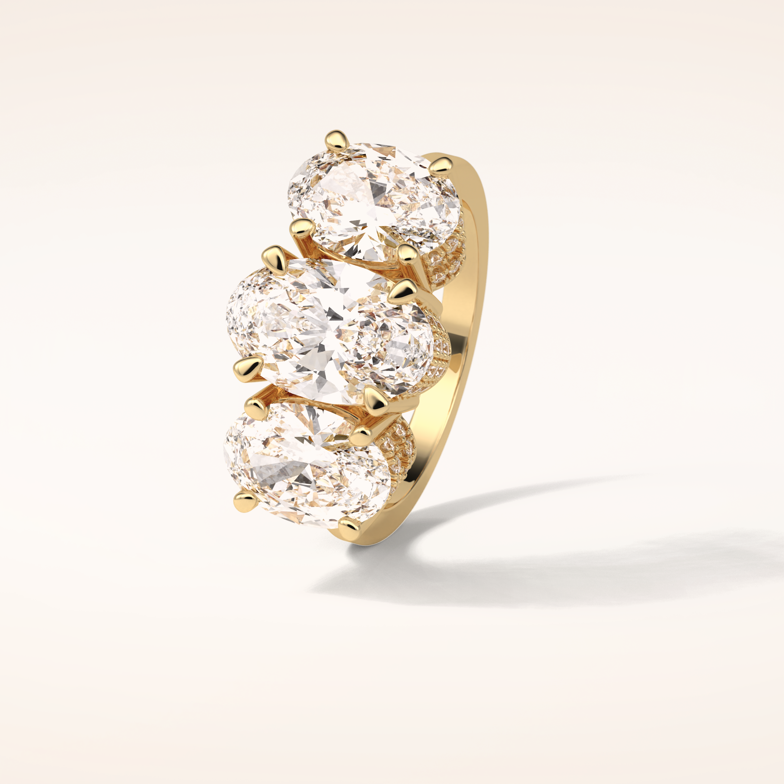 2.35 CT Oval Shaped Cluster Moissanite Engagement Ring