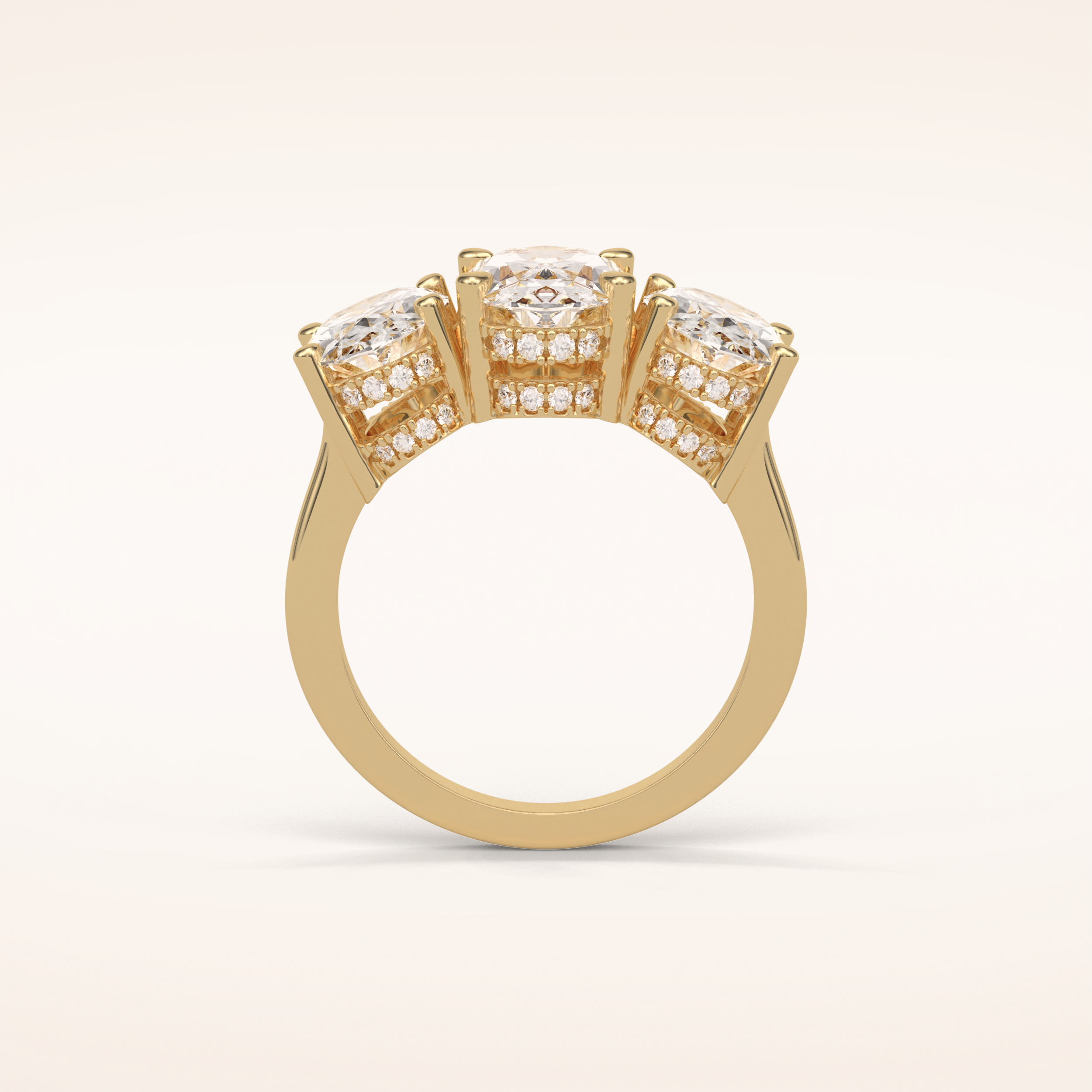 2.35 CT Oval Shaped Cluster Moissanite Engagement Ring