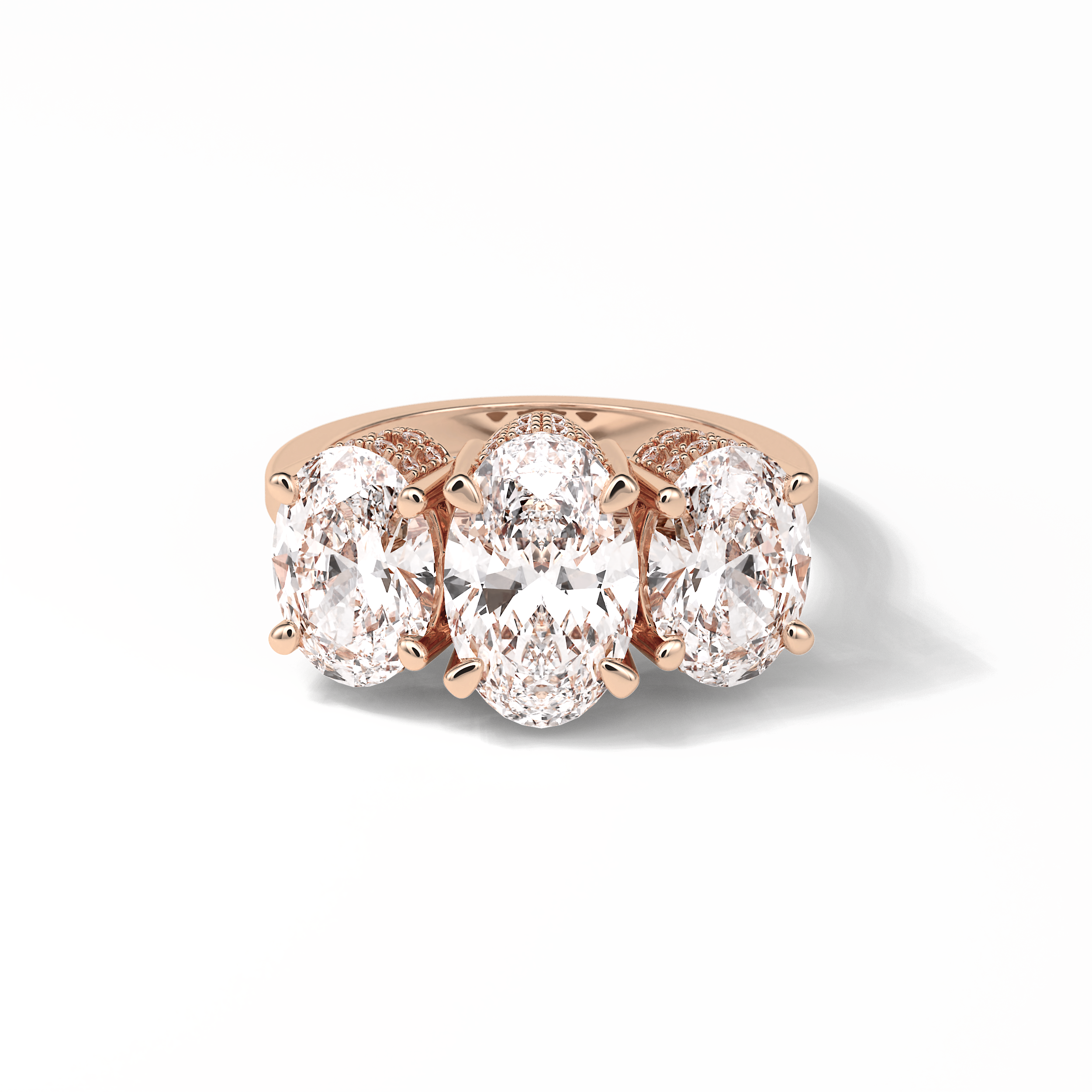 Oval Three Stone Lab Grown Diamond Engagement Ring