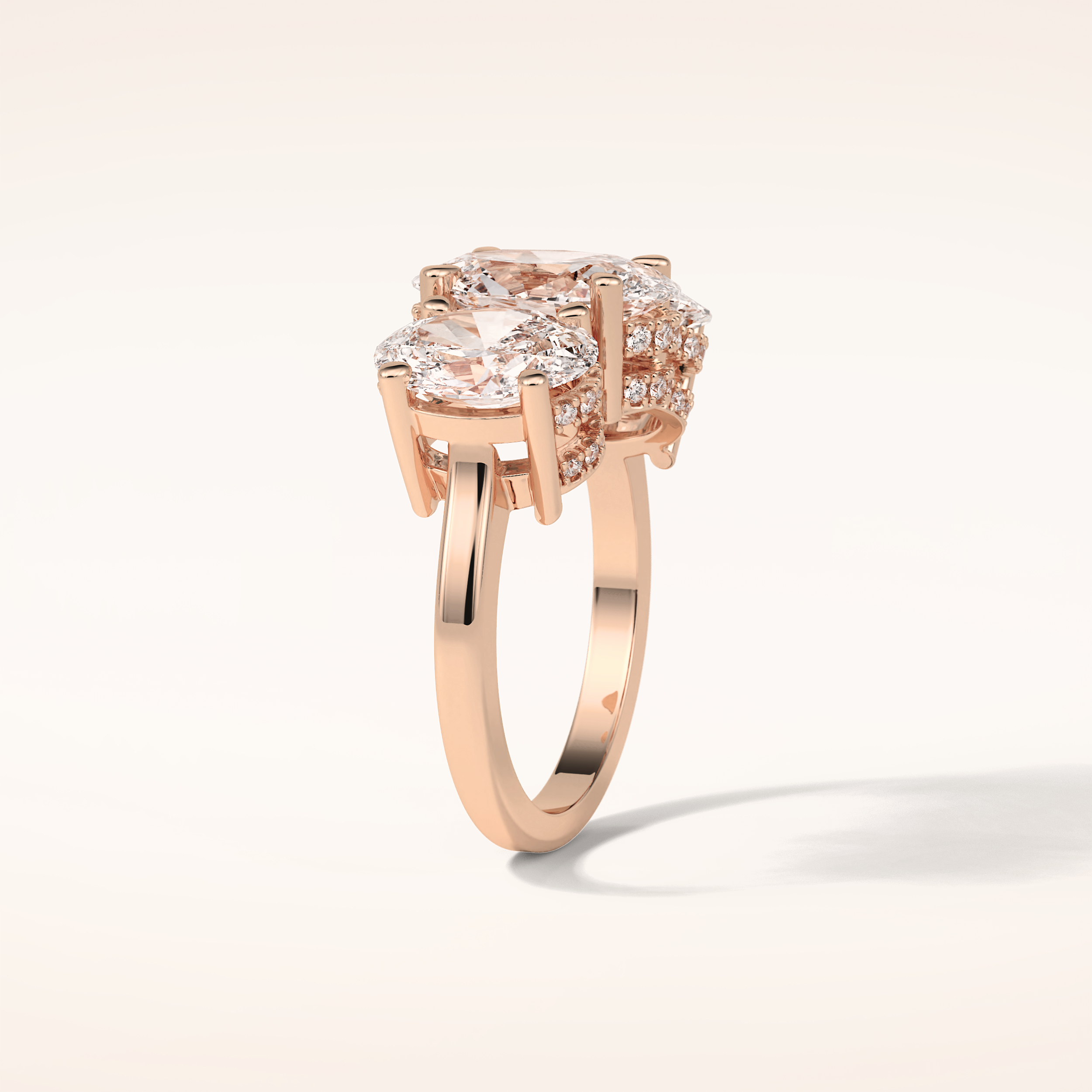 2.35 CT Oval Shaped Cluster Moissanite Engagement Ring