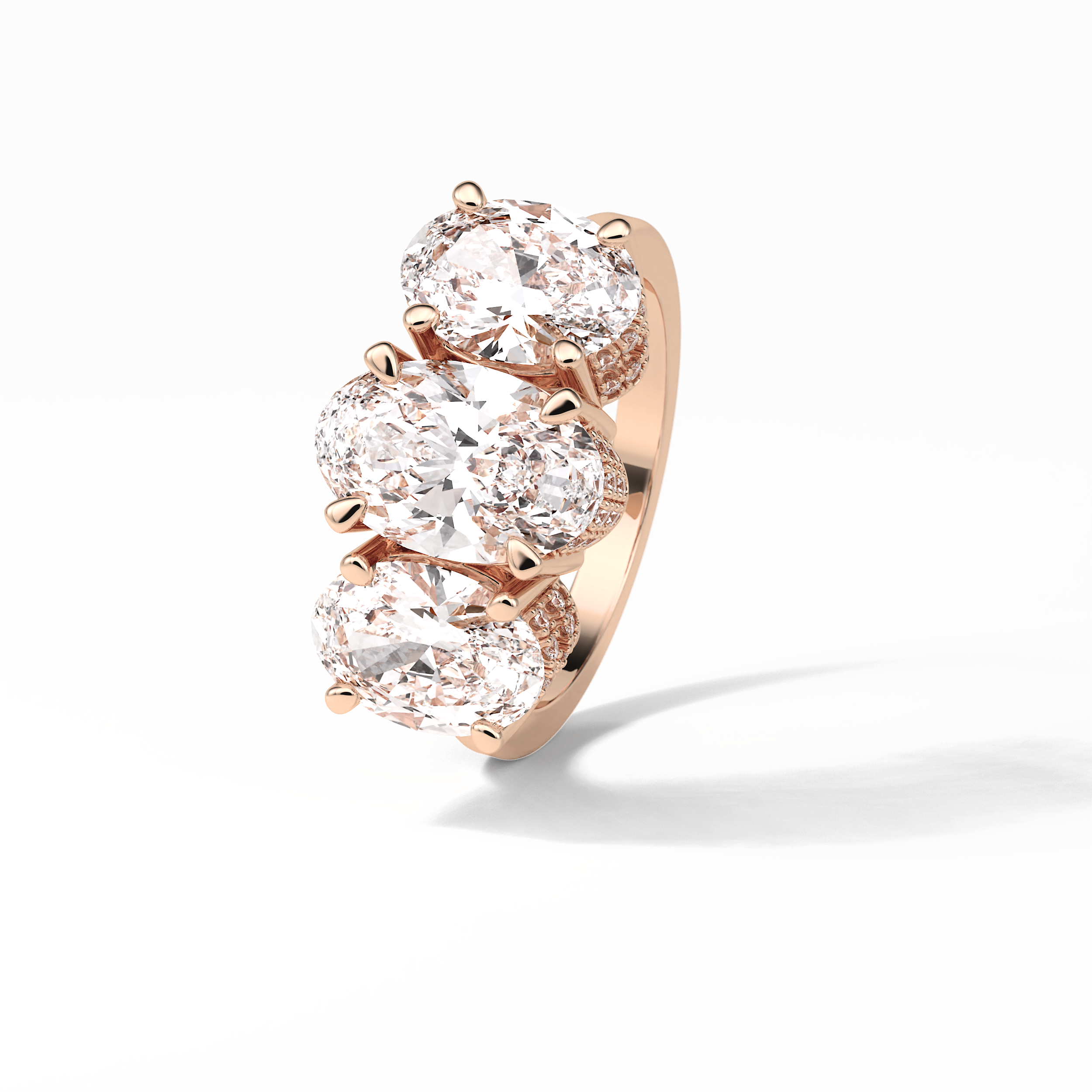Oval Three Stone Lab Grown Diamond Engagement Ring