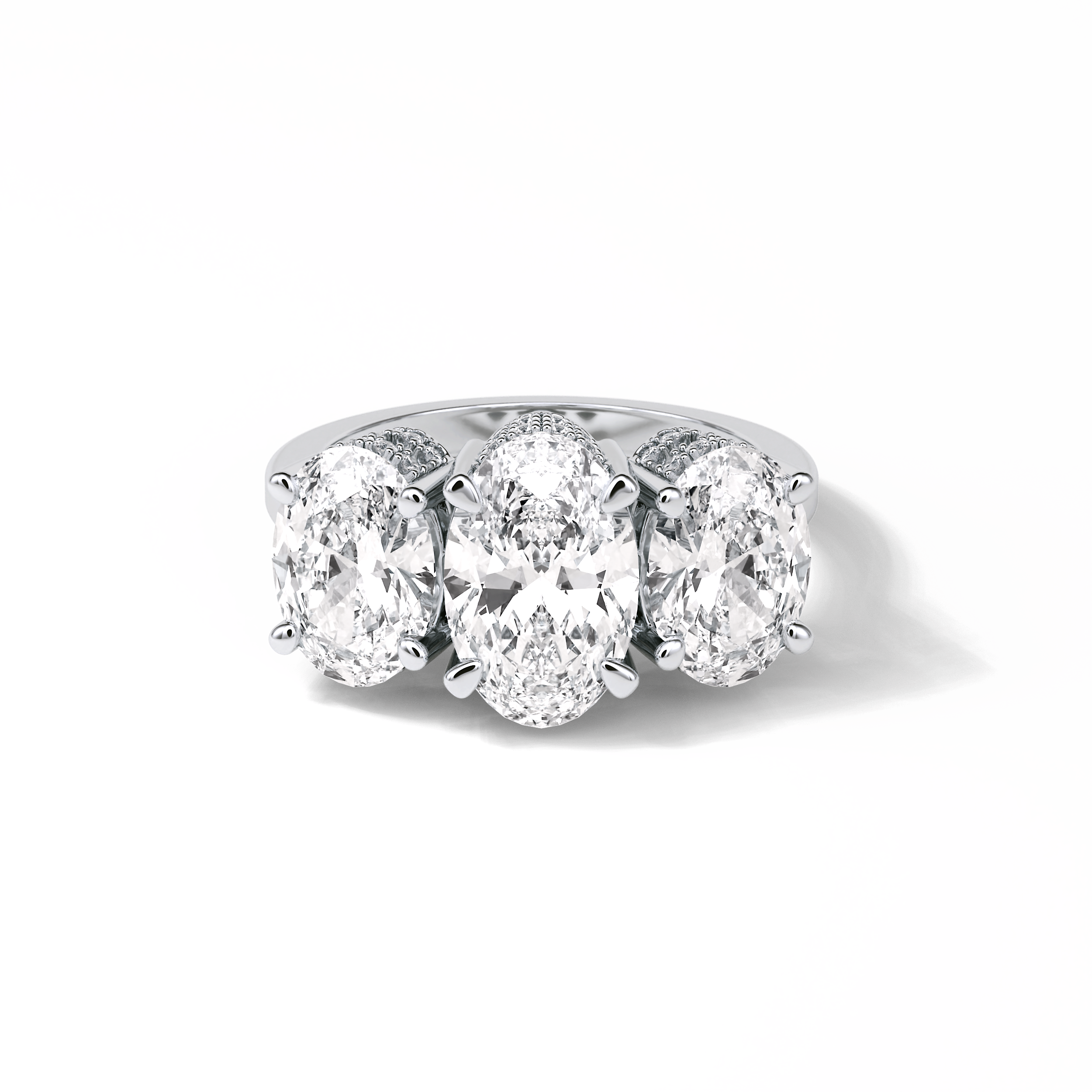 Oval Three Stone Lab Grown Diamond Engagement Ring