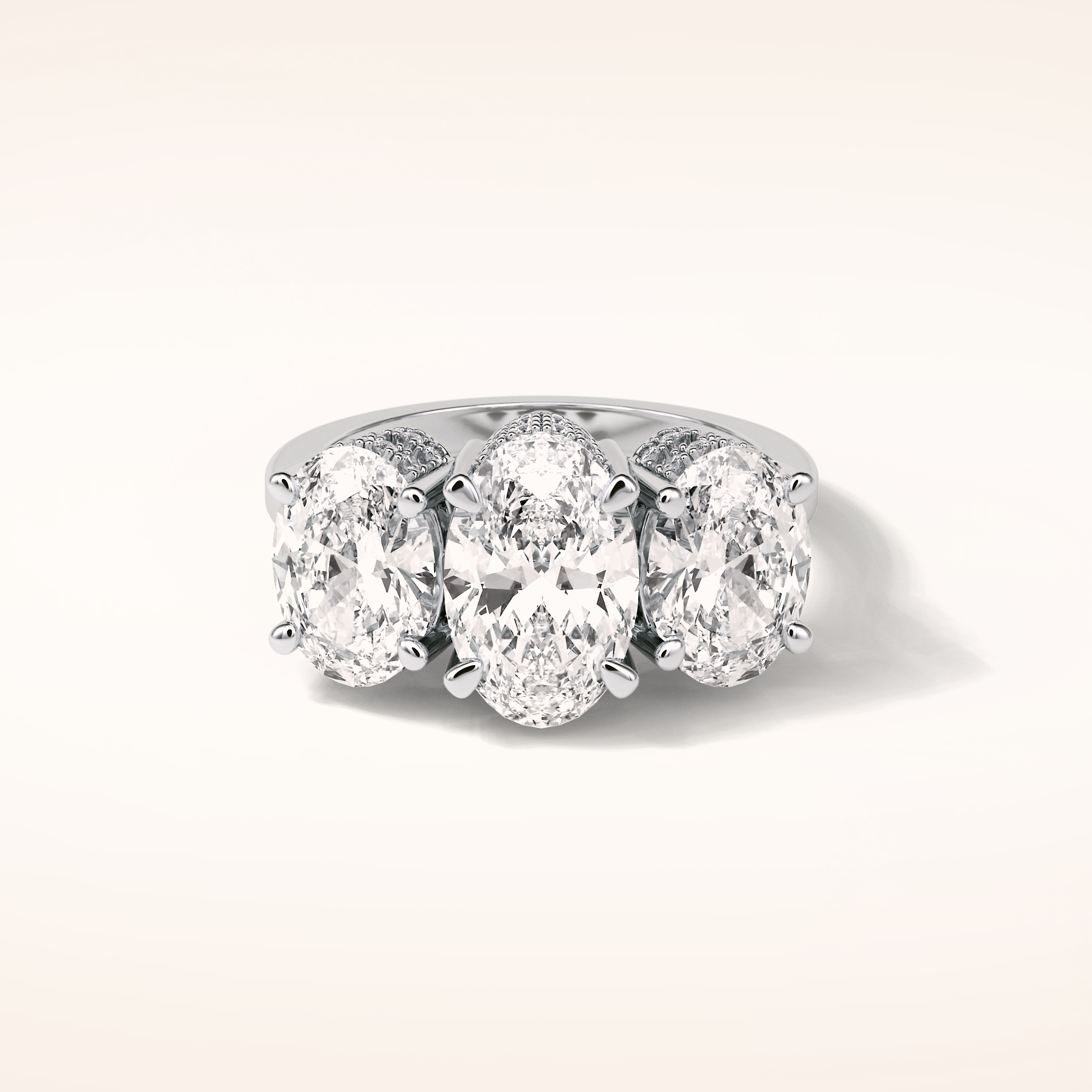 2.35 CT Oval Shaped Cluster Moissanite Engagement Ring