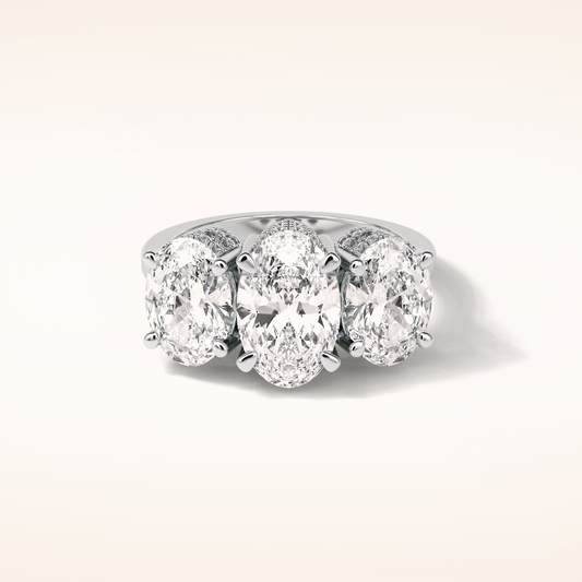 2.35 CT Oval Shaped Cluster Moissanite Engagement Ring