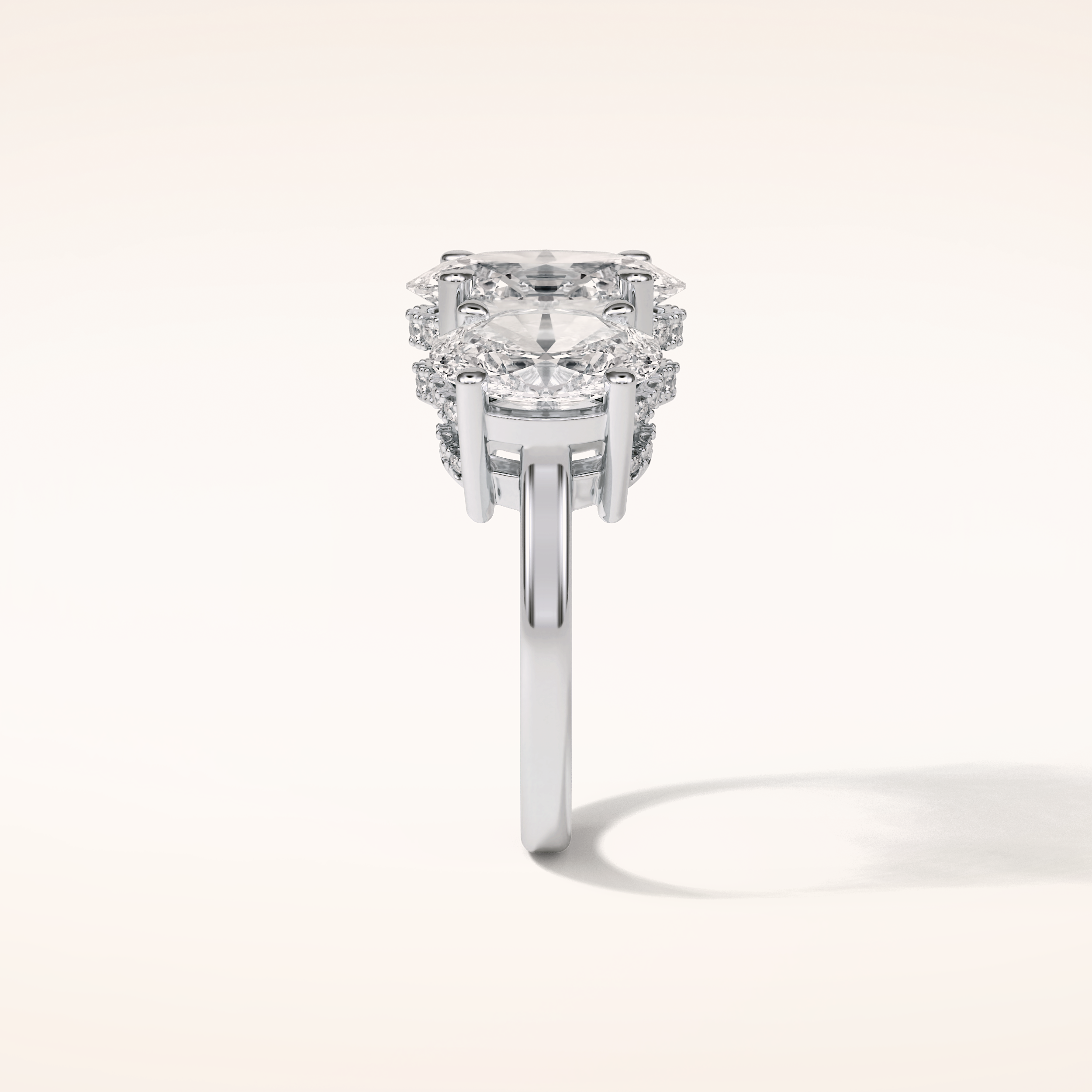 2.35 CT Oval Shaped Cluster Moissanite Engagement Ring