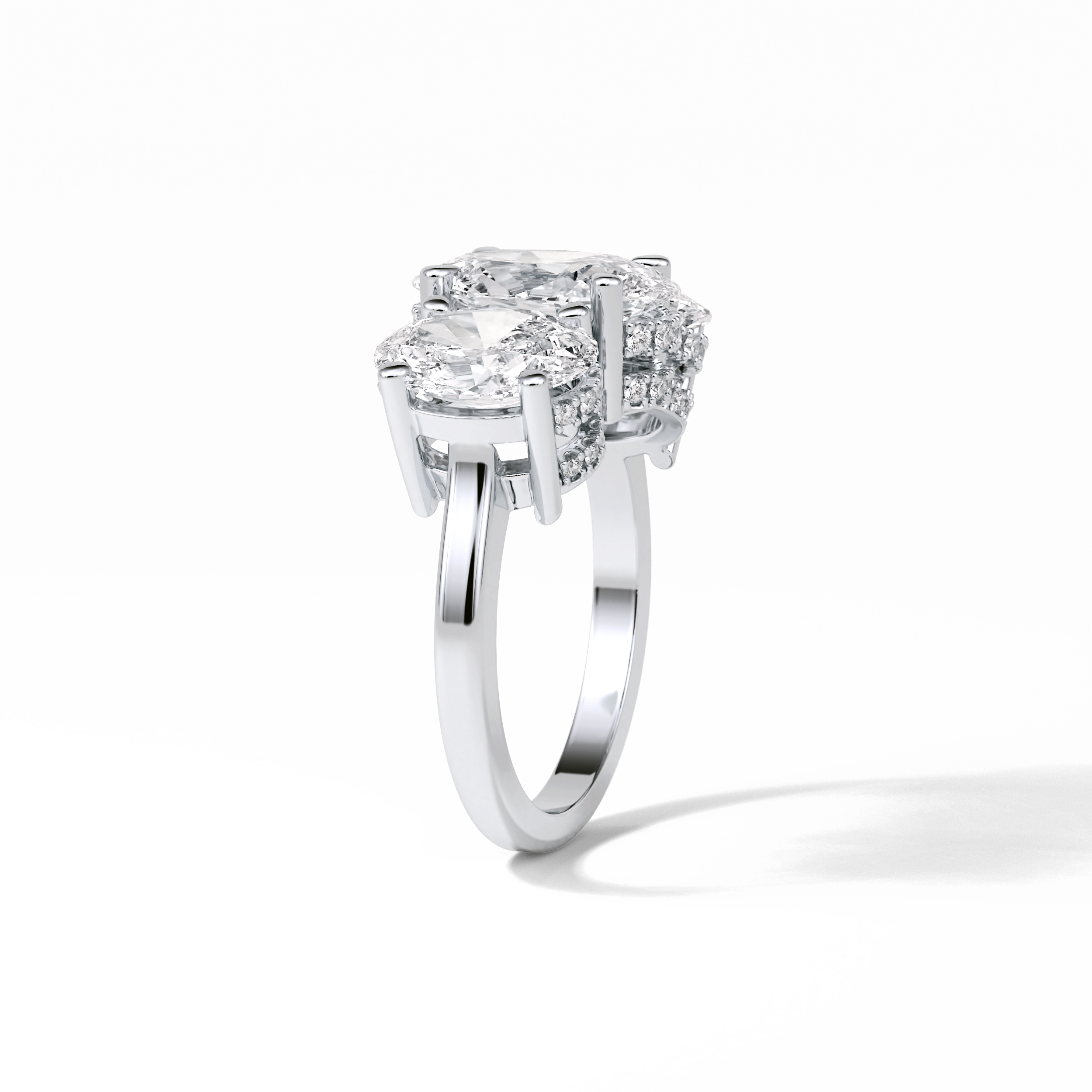 Oval Three Stone Lab Grown Diamond Engagement Ring