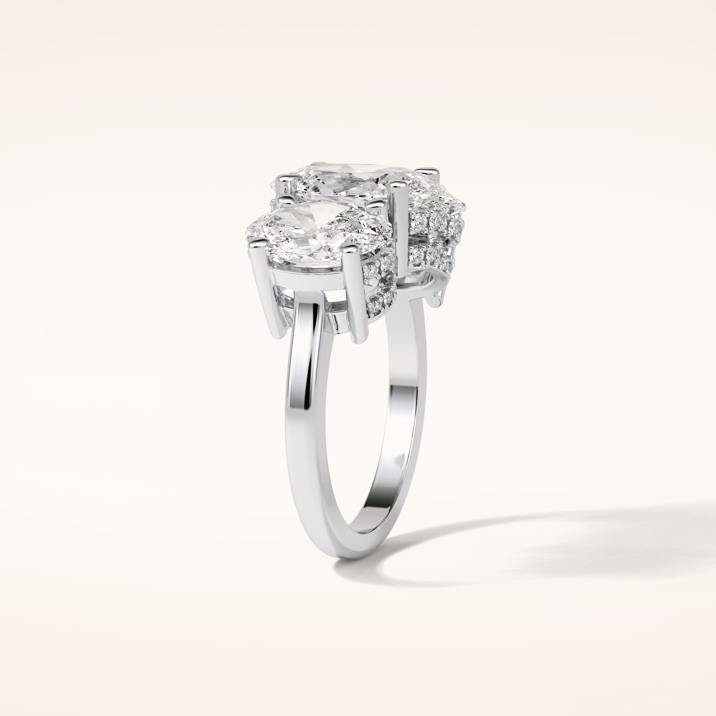 2.35 CT Oval Shaped Cluster Moissanite Engagement Ring