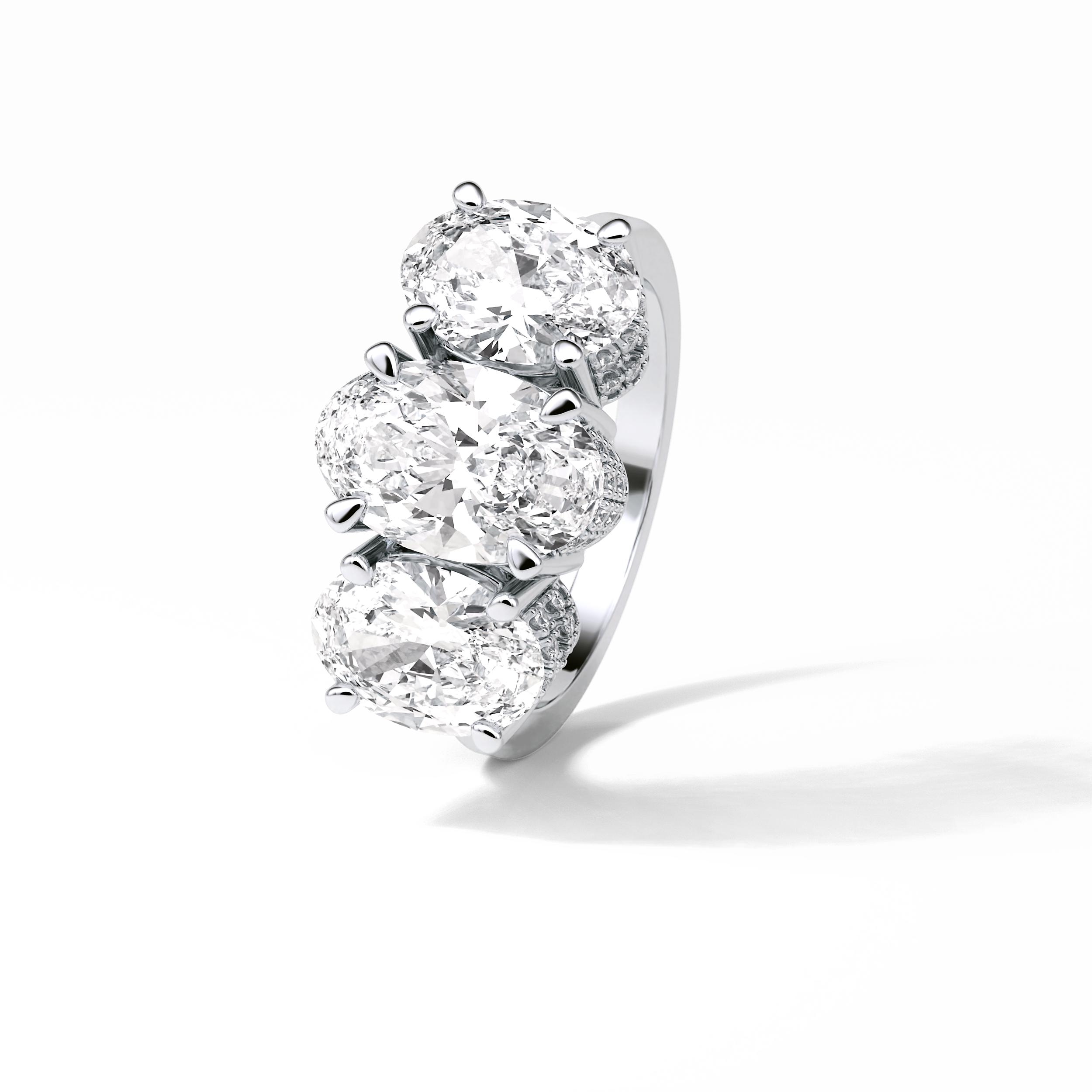 Oval Three Stone Lab Grown Diamond Engagement Ring