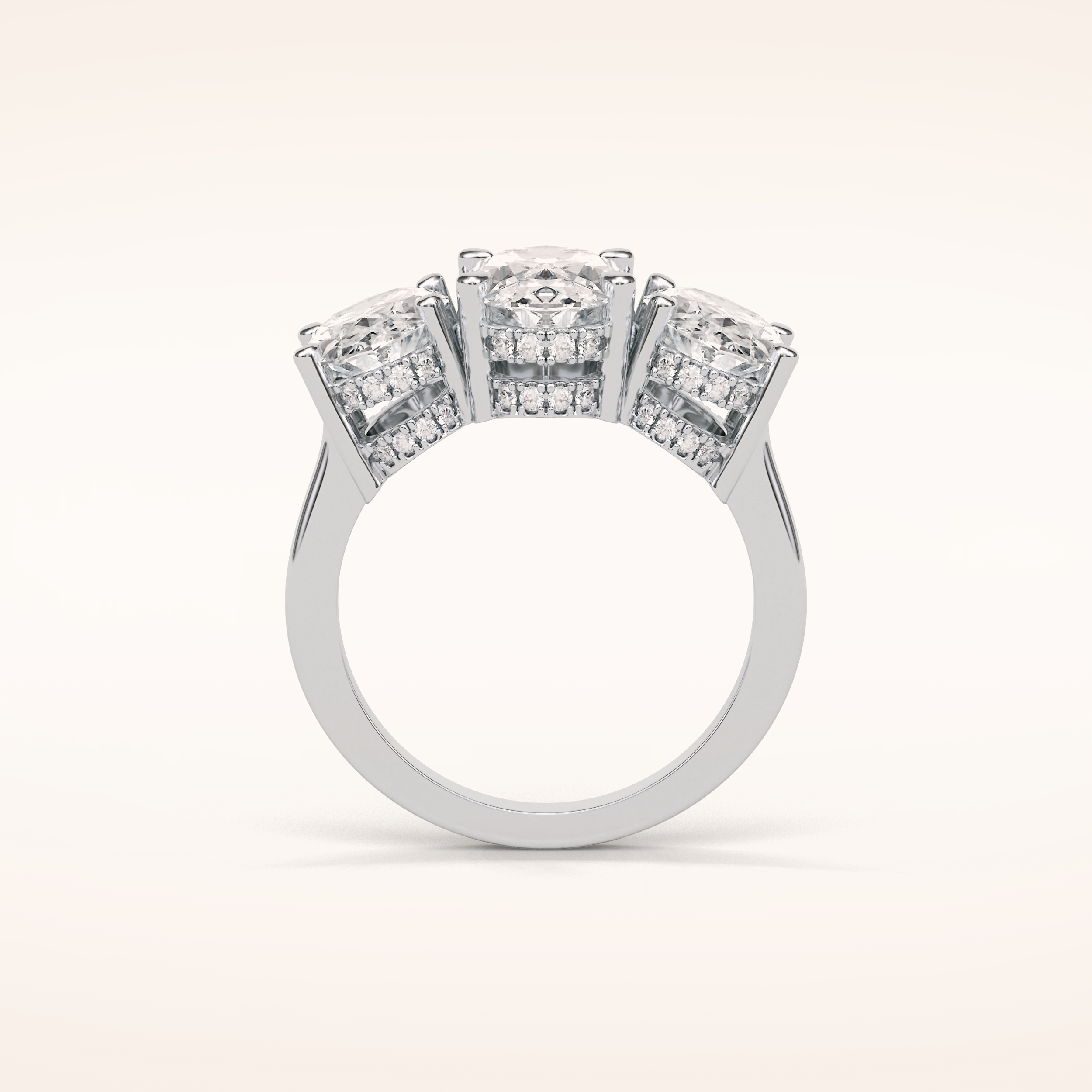 2.35 CT Oval Shaped Cluster Moissanite Engagement Ring