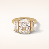 6.2 CT Emerald Shaped Three Stone Moissanite Engagement Ring