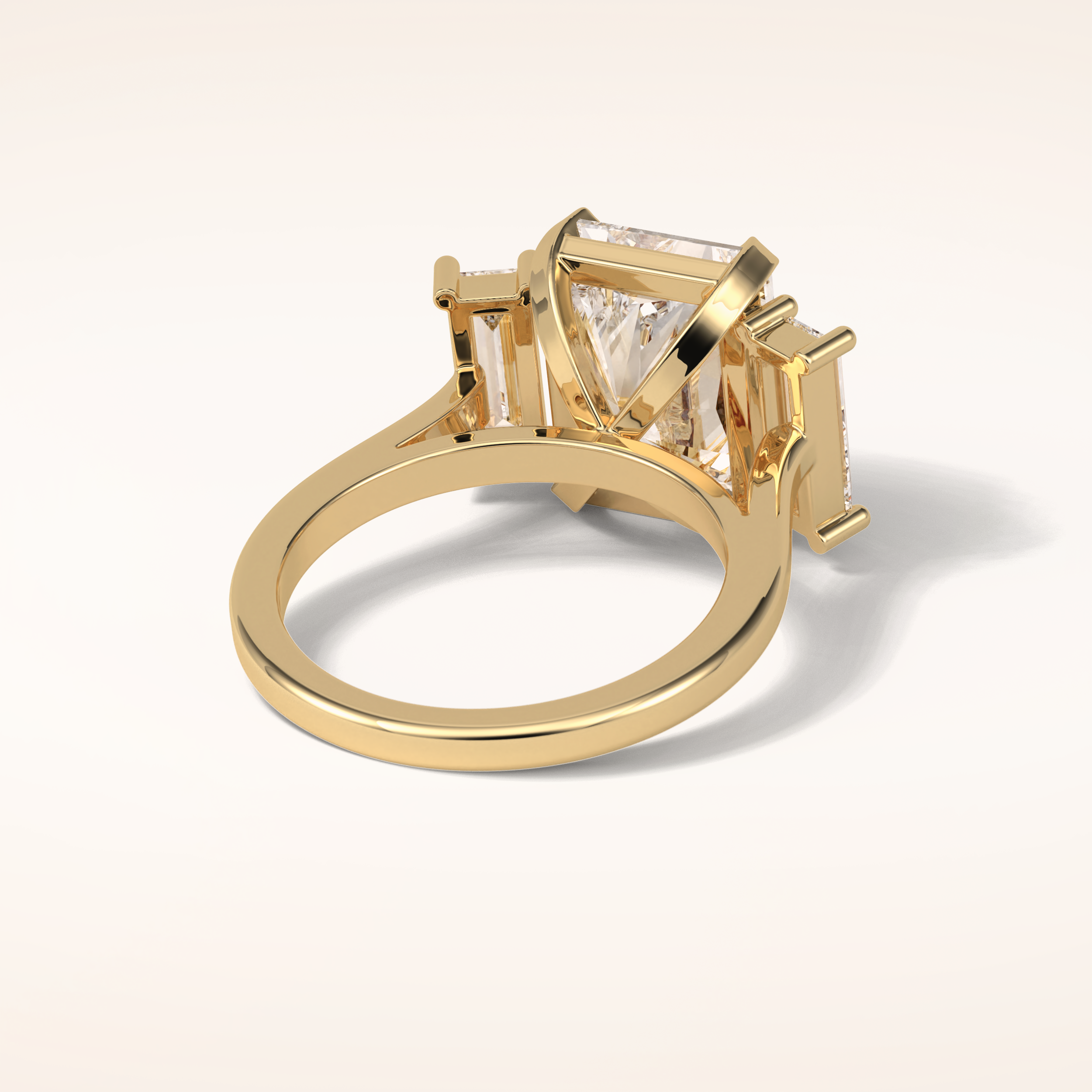 6.2 CT Emerald Shaped Three Stone Moissanite Engagement Ring