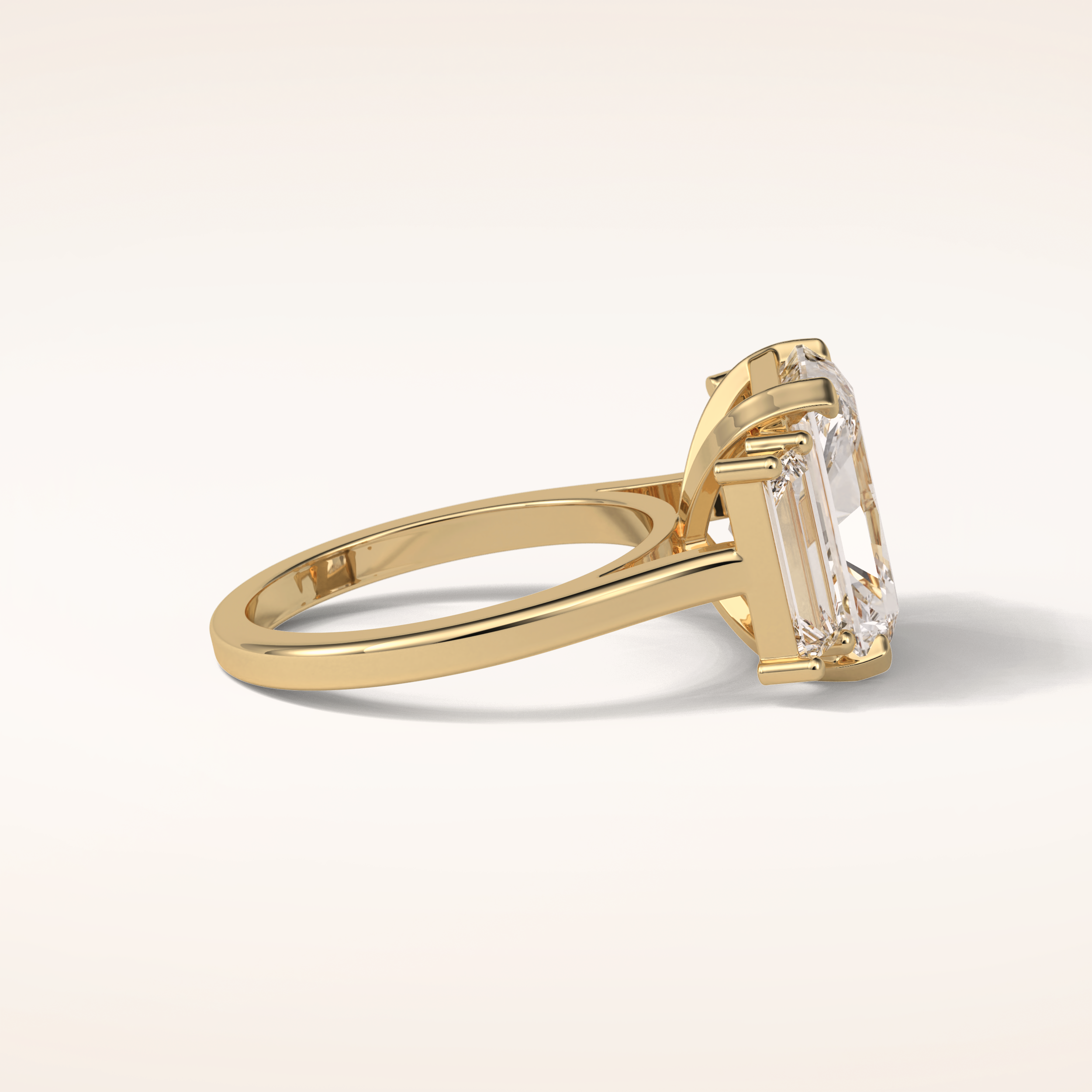 6.2 CT Emerald Shaped Three Stone Moissanite Engagement Ring