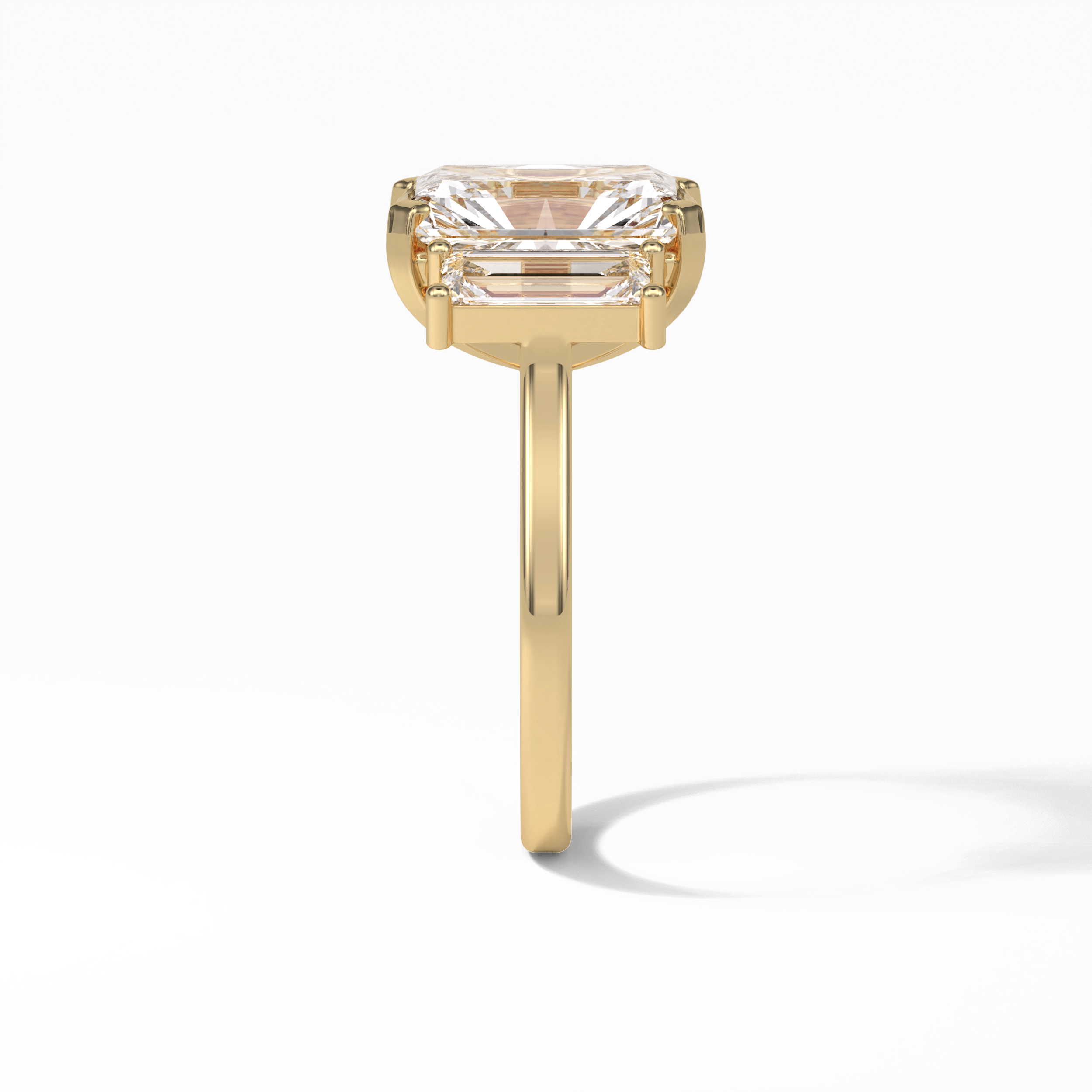 Radiant Three Stones Lab Grown Diamond Engagement Ring