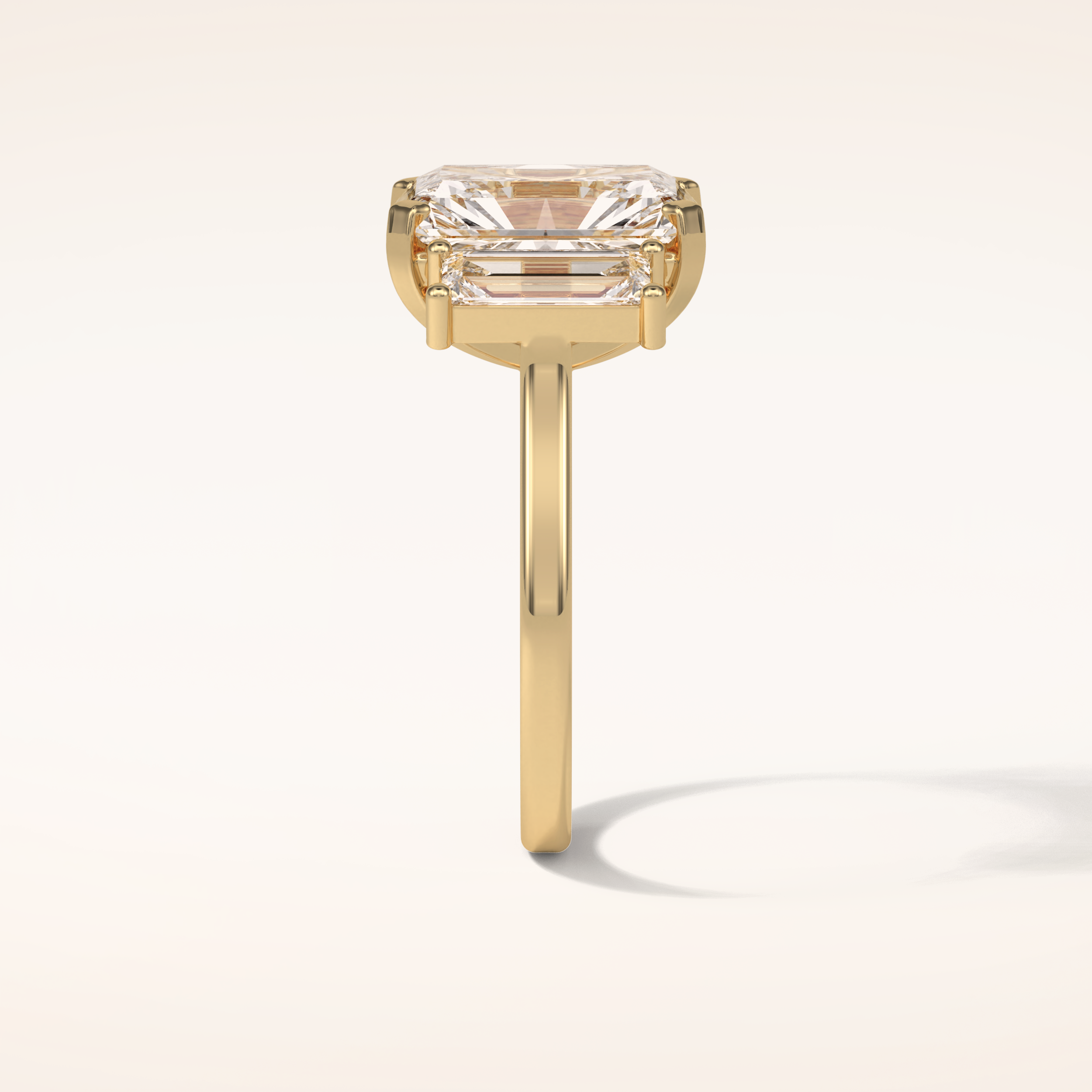 6.2 CT Emerald Shaped Three Stone Moissanite Engagement Ring