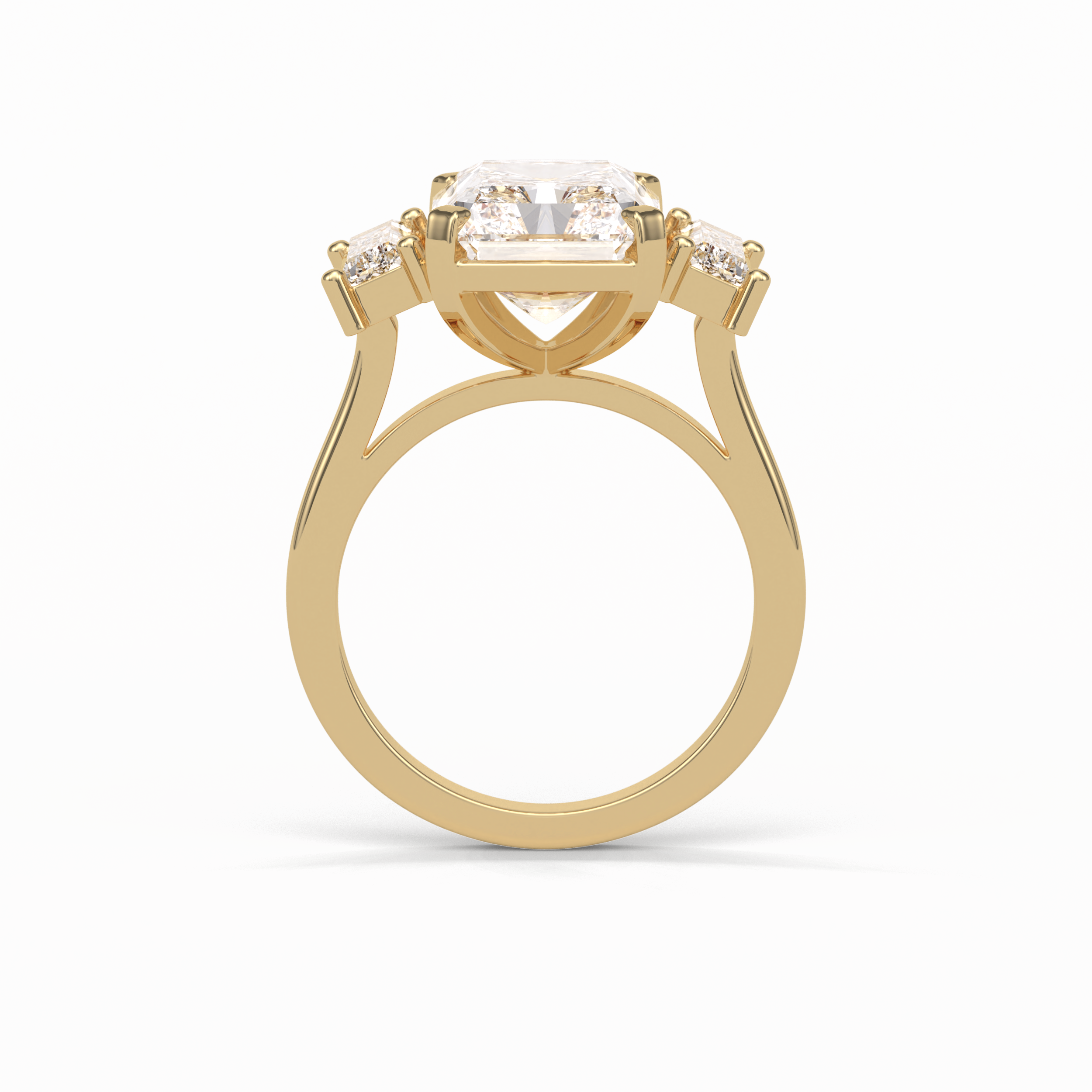 Radiant Three Stones Lab Grown Diamond Engagement Ring