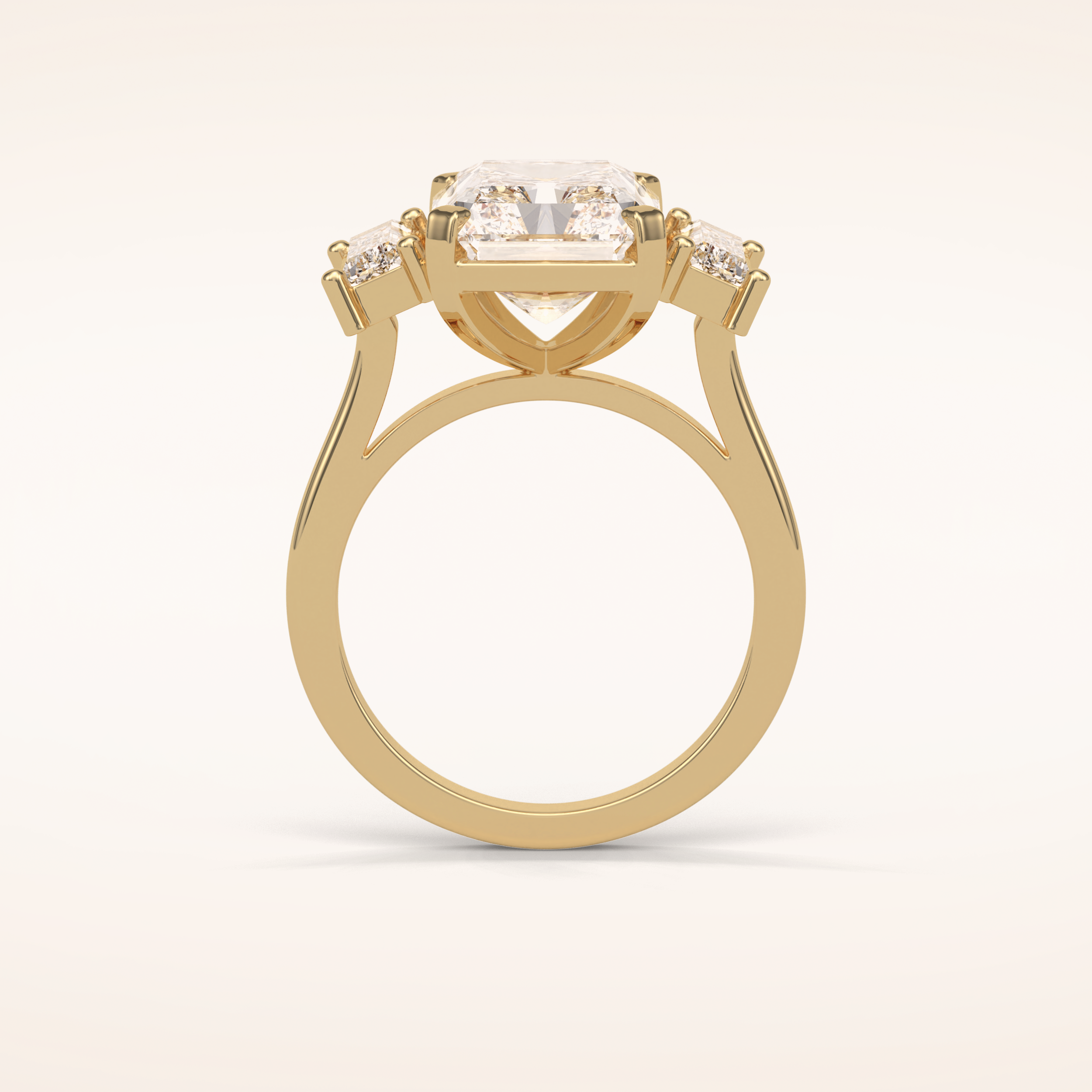 6.2 CT Emerald Shaped Three Stone Moissanite Engagement Ring