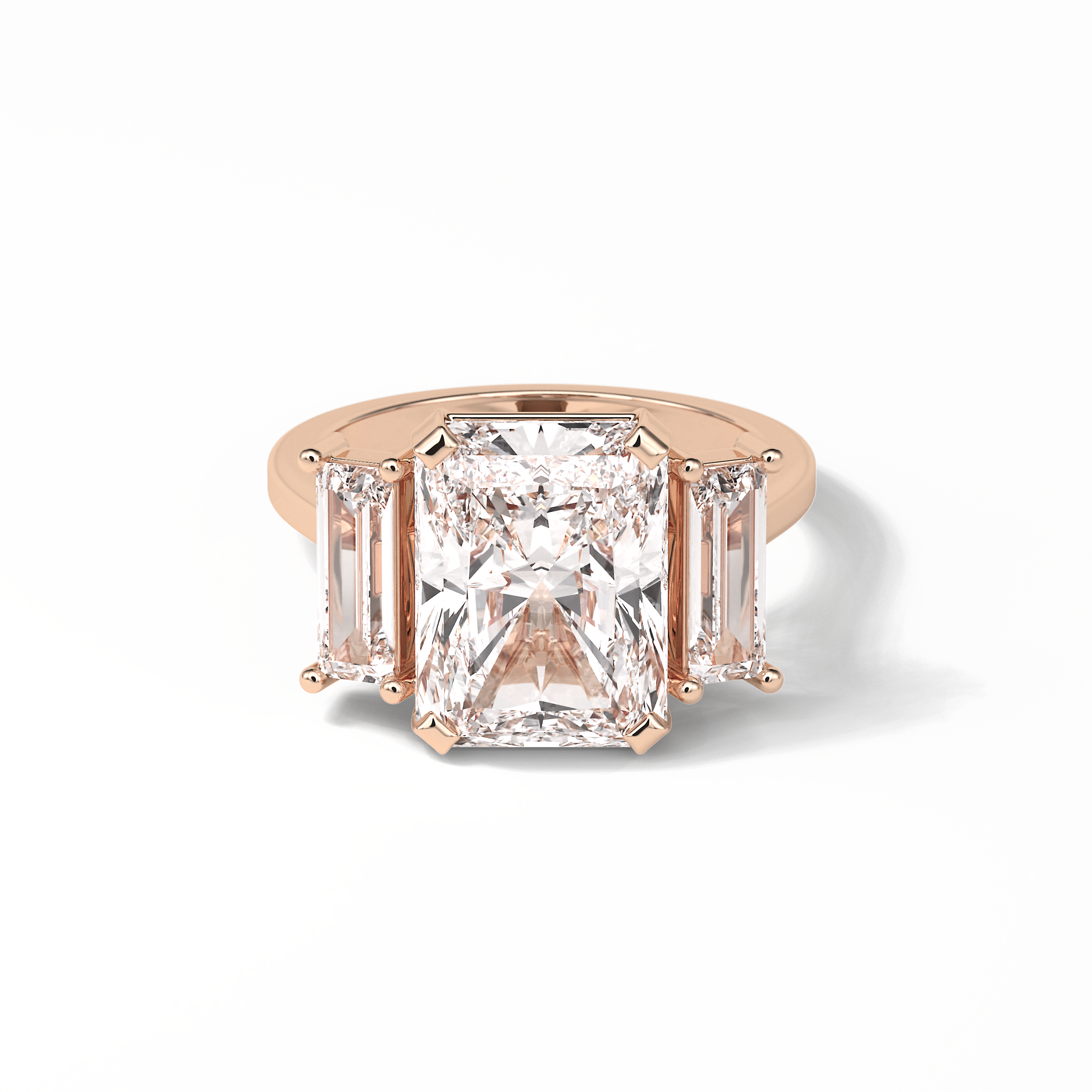 Radiant Three Stones Lab Grown Diamond Engagement Ring