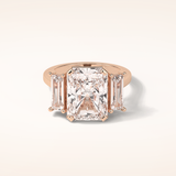 6.2 CT Emerald Shaped Three Stone Moissanite Engagement Ring