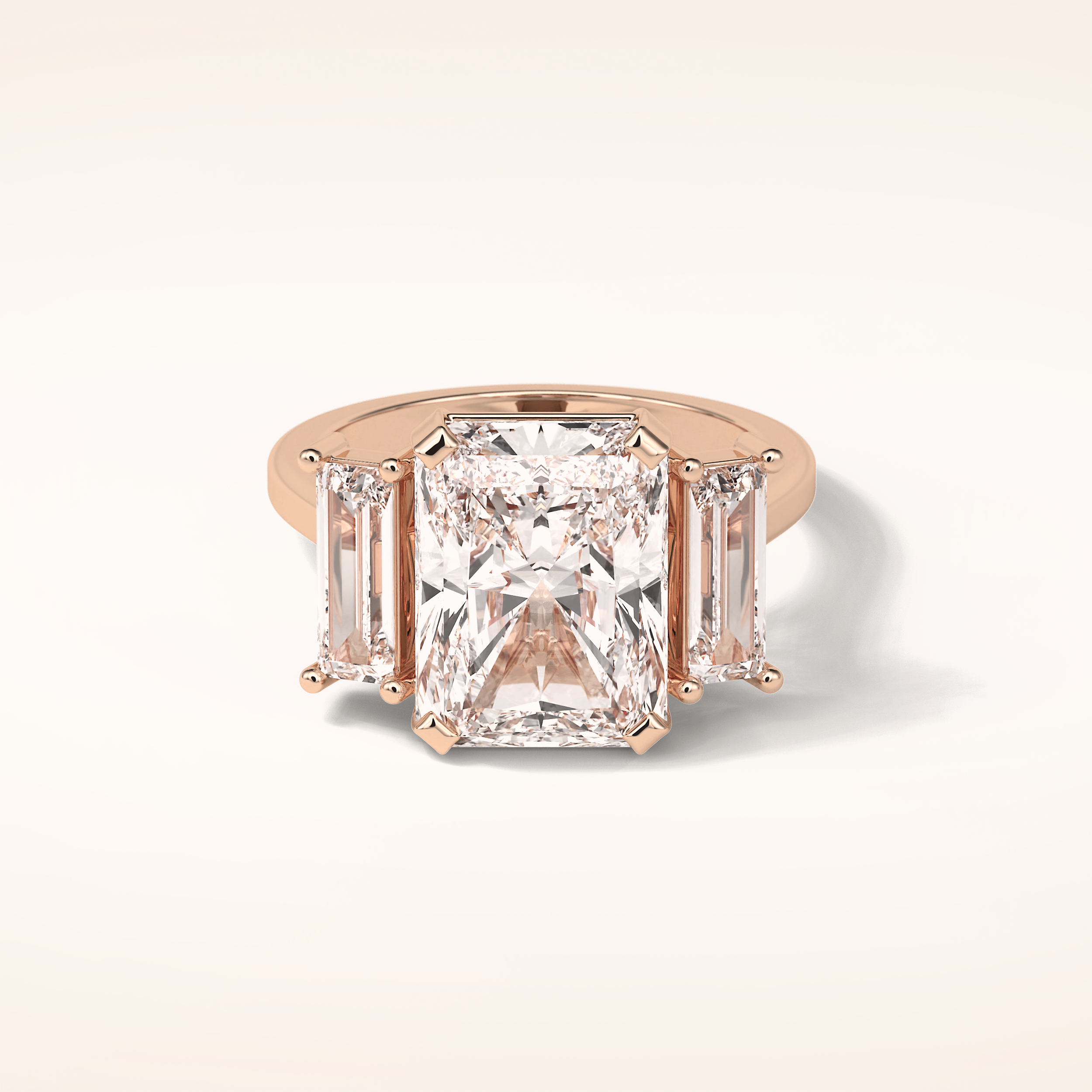 6.2 CT Emerald Shaped Three Stone Moissanite Engagement Ring