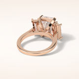 6.2 CT Emerald Shaped Three Stone Moissanite Engagement Ring