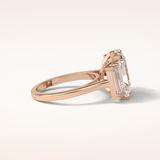 6.2 CT Emerald Shaped Three Stone Moissanite Engagement Ring