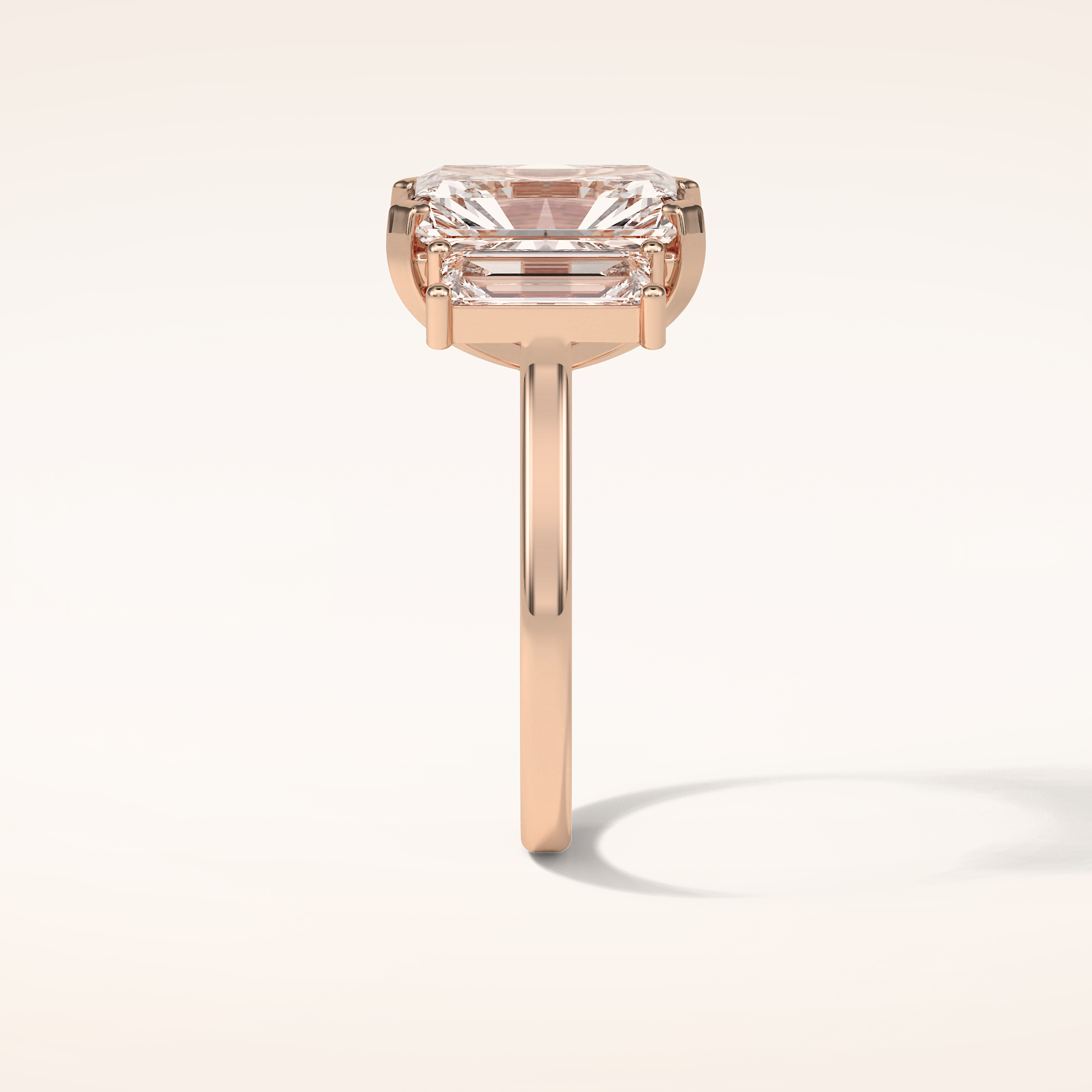 6.2 CT Emerald Shaped Three Stone Moissanite Engagement Ring