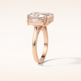 6.2 CT Emerald Shaped Three Stone Moissanite Engagement Ring