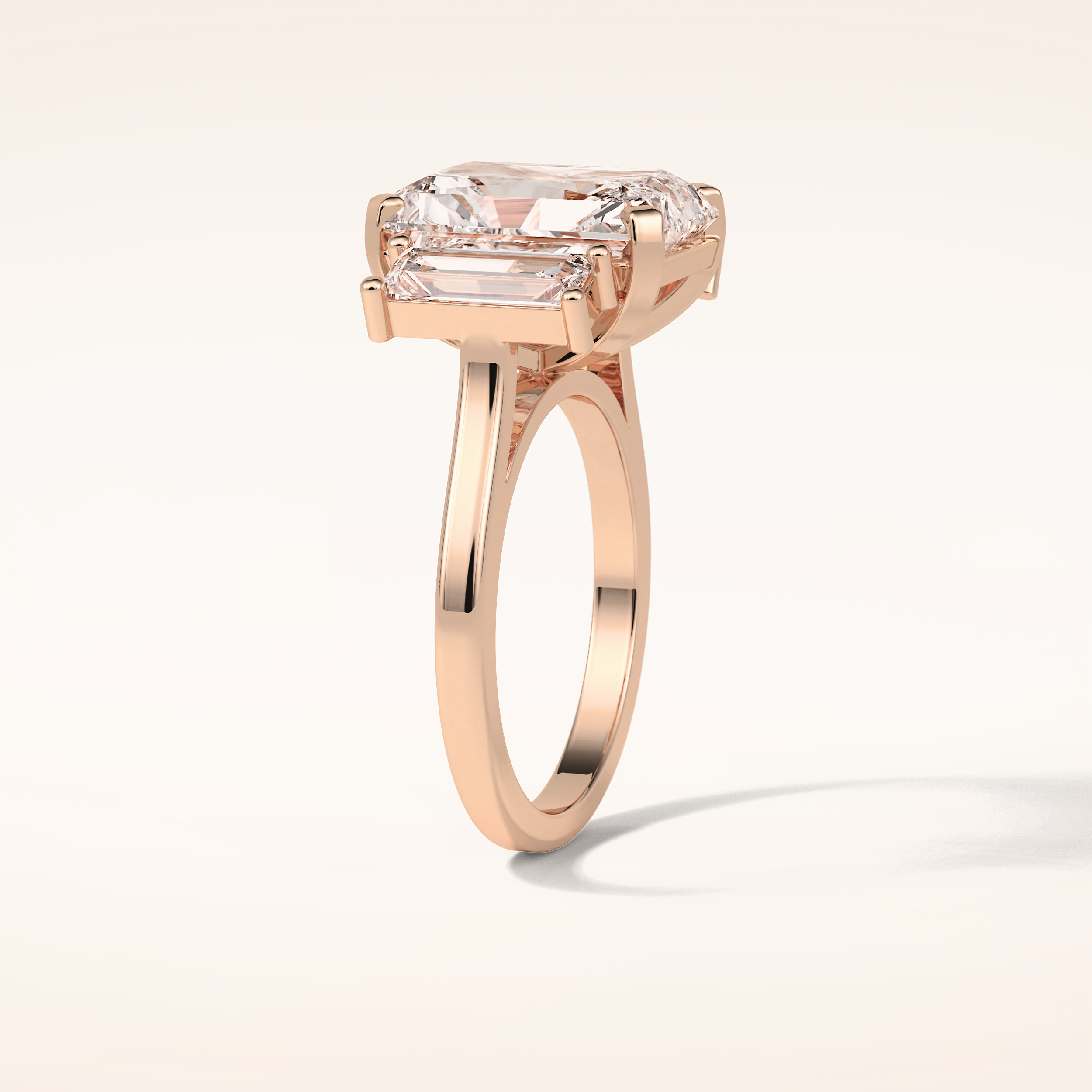 6.2 CT Emerald Shaped Three Stone Moissanite Engagement Ring