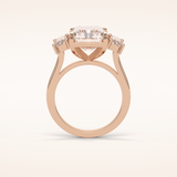 6.2 CT Emerald Shaped Three Stone Moissanite Engagement Ring