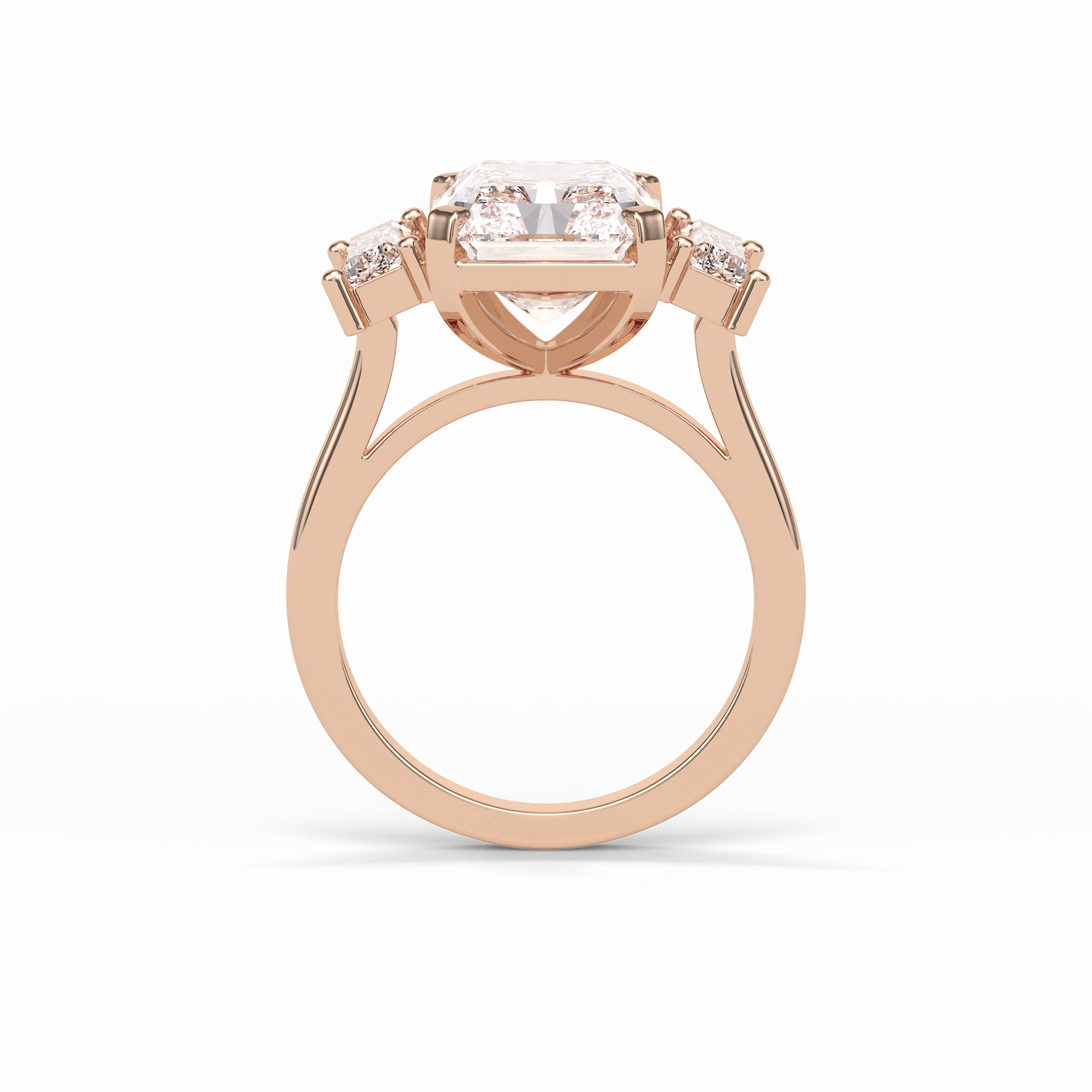 Radiant Three Stones Lab Grown Diamond Engagement Ring