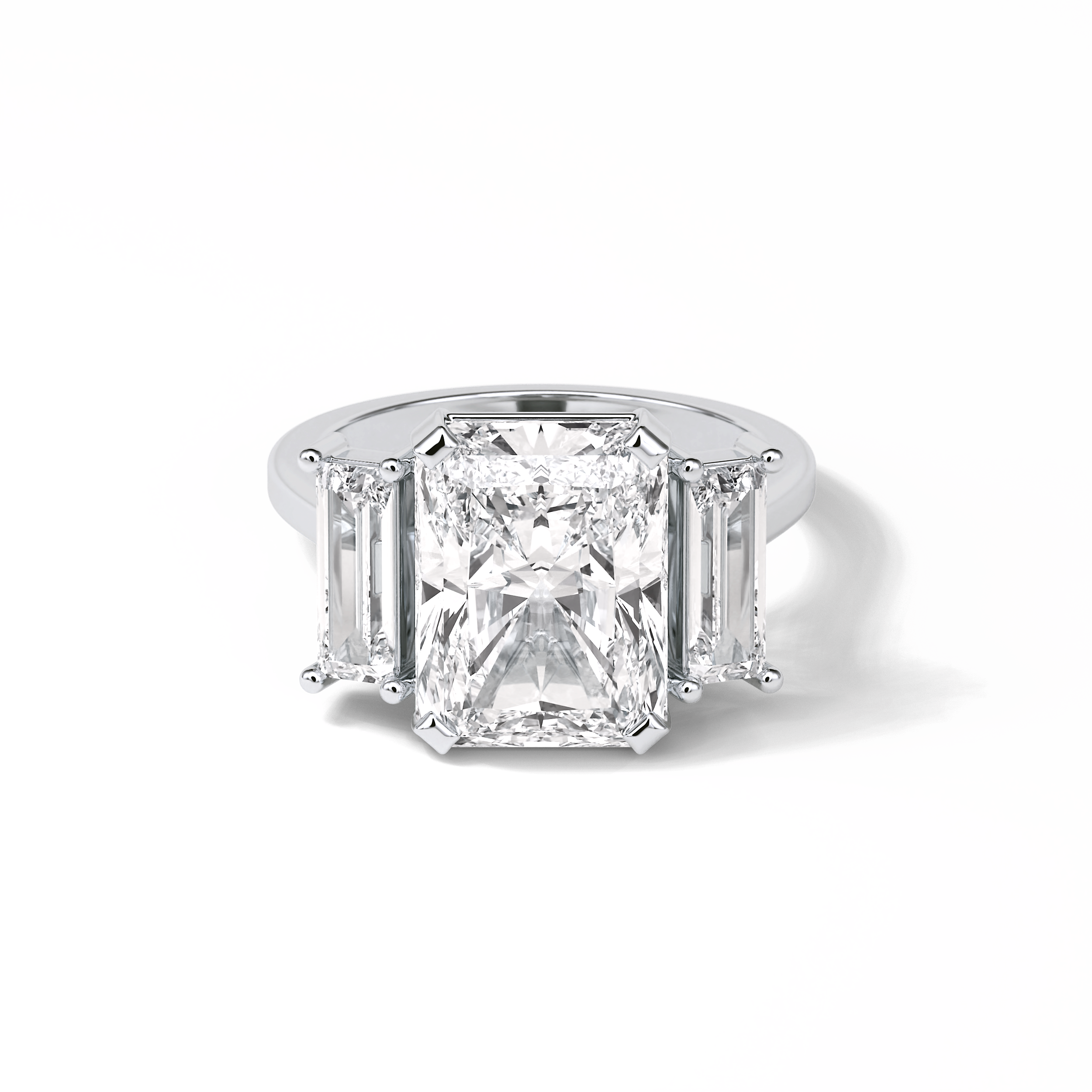 Radiant Three Stones Lab Grown Diamond Engagement Ring