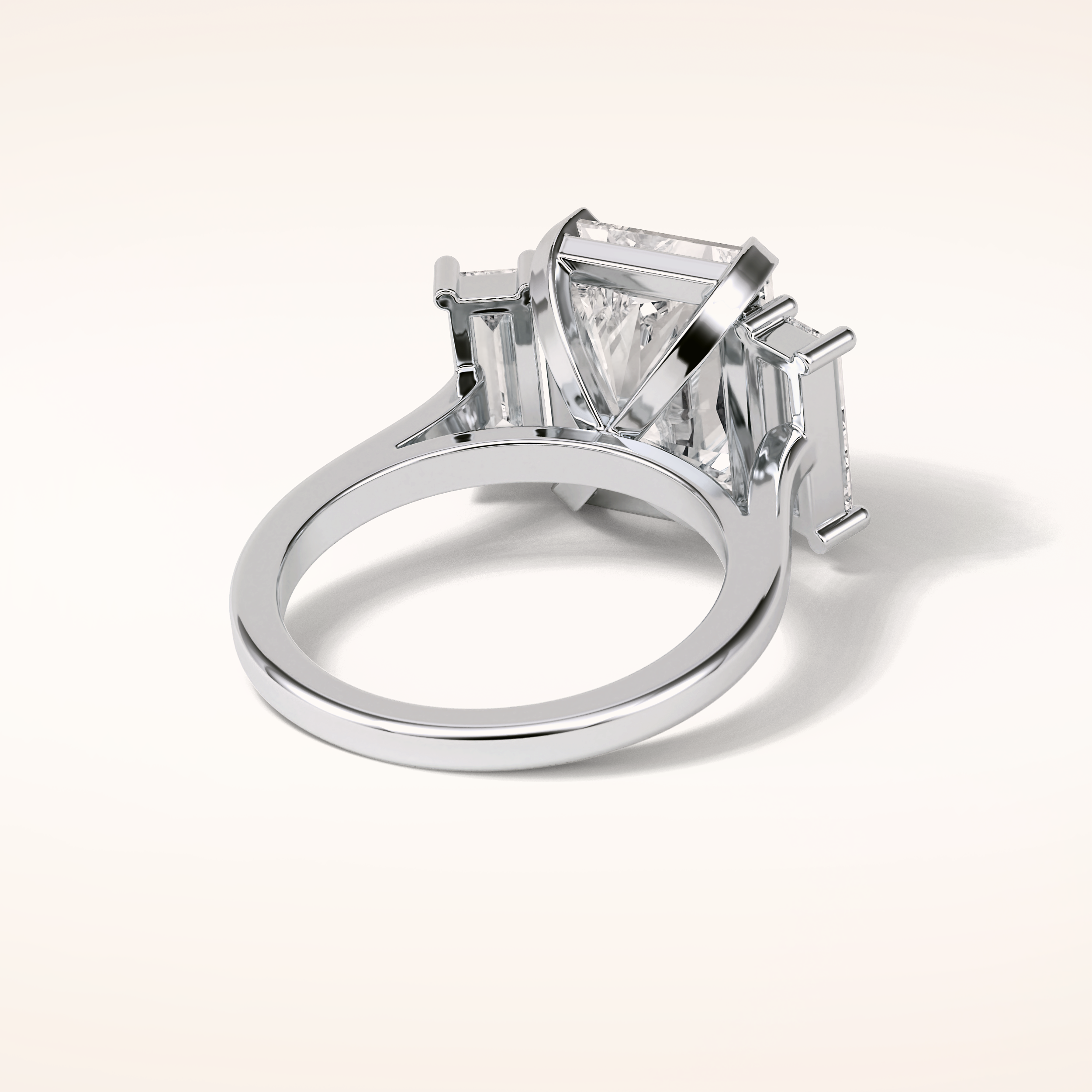 6.2 CT Emerald Shaped Three Stone Moissanite Engagement Ring